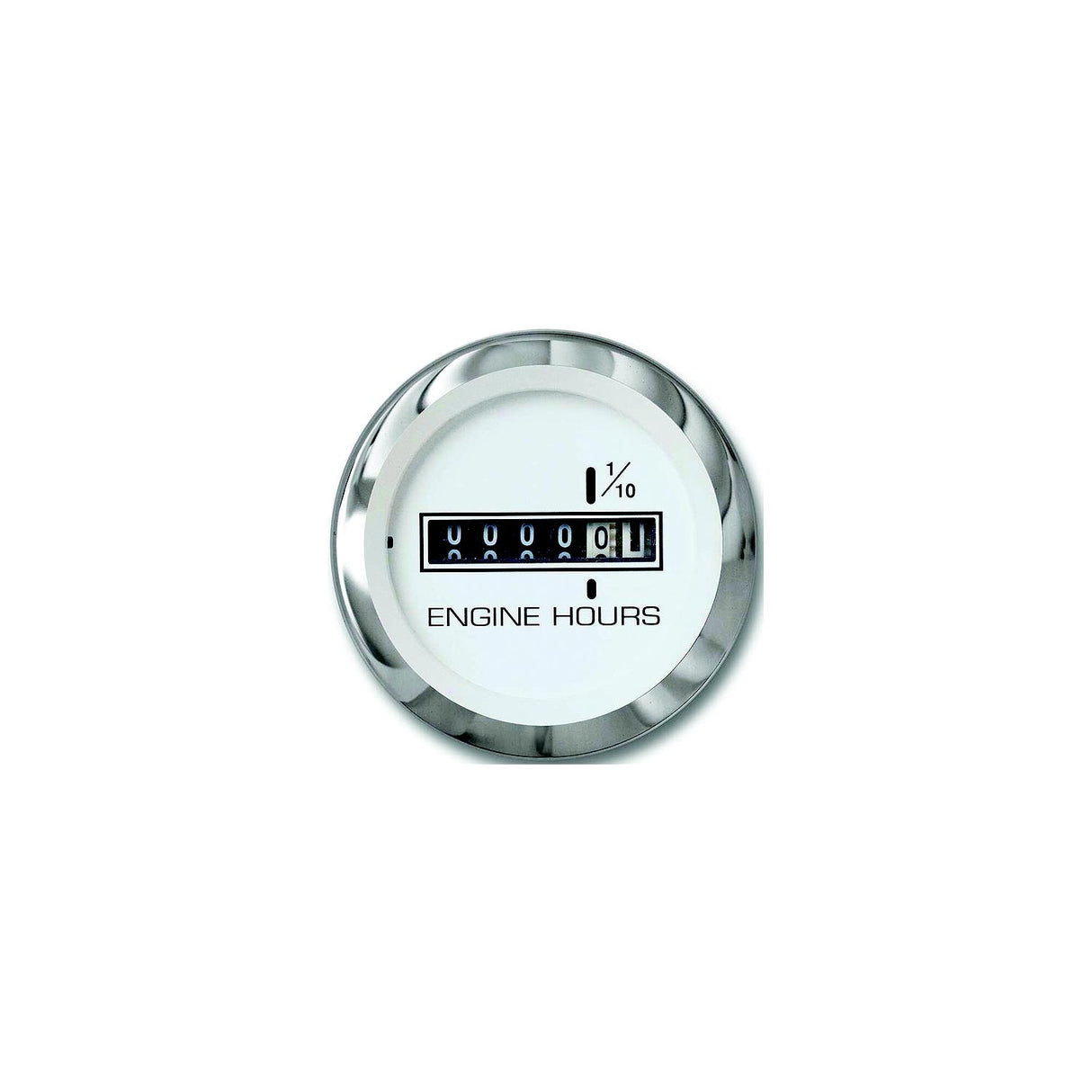 Sierra 65497P Lido Series 2" White & Stainless Steel 10,000 Hour Dial Range Hourmeter Gauge