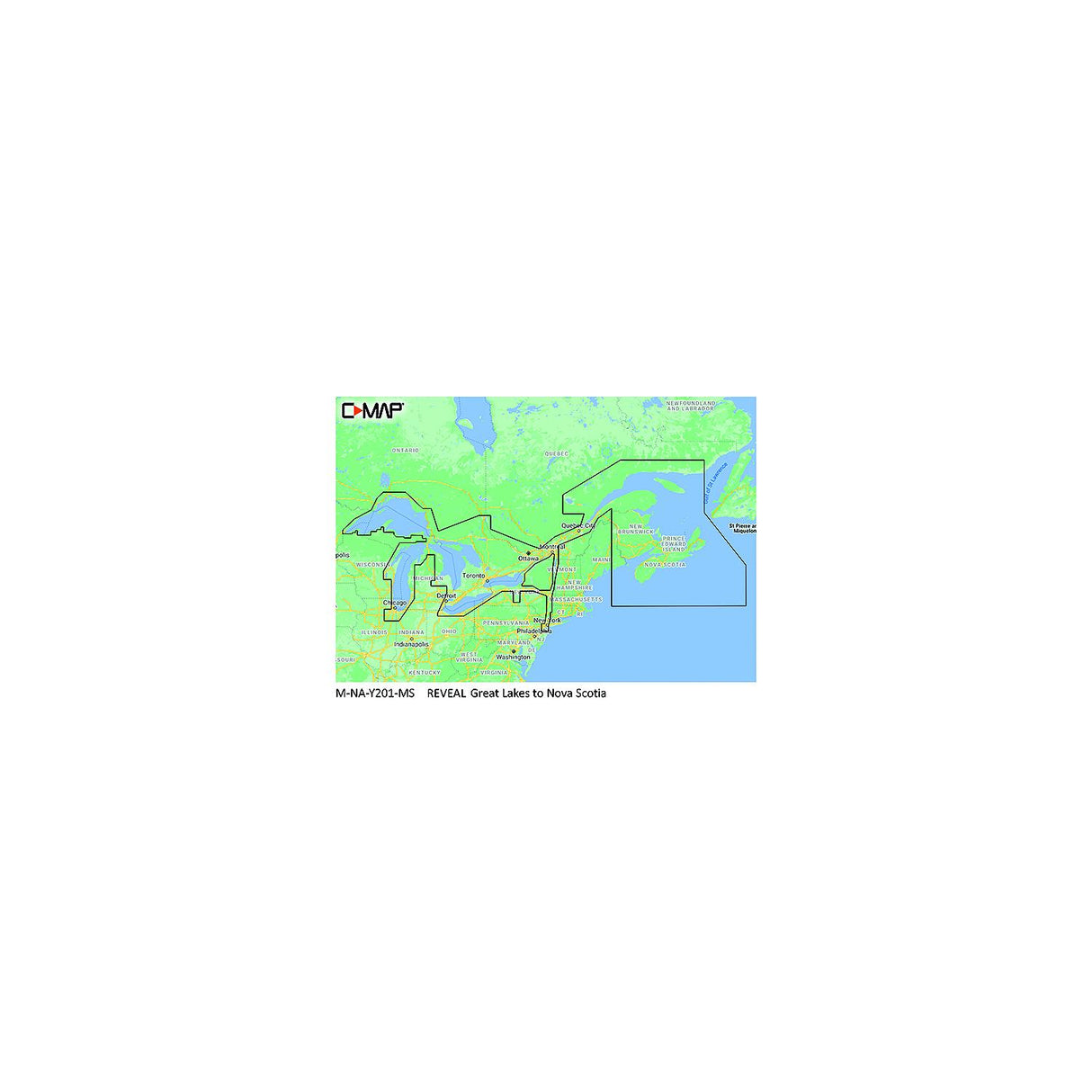 C-Map MNAY201MS Reveal Chart, Great Lakes to Nova Scotia