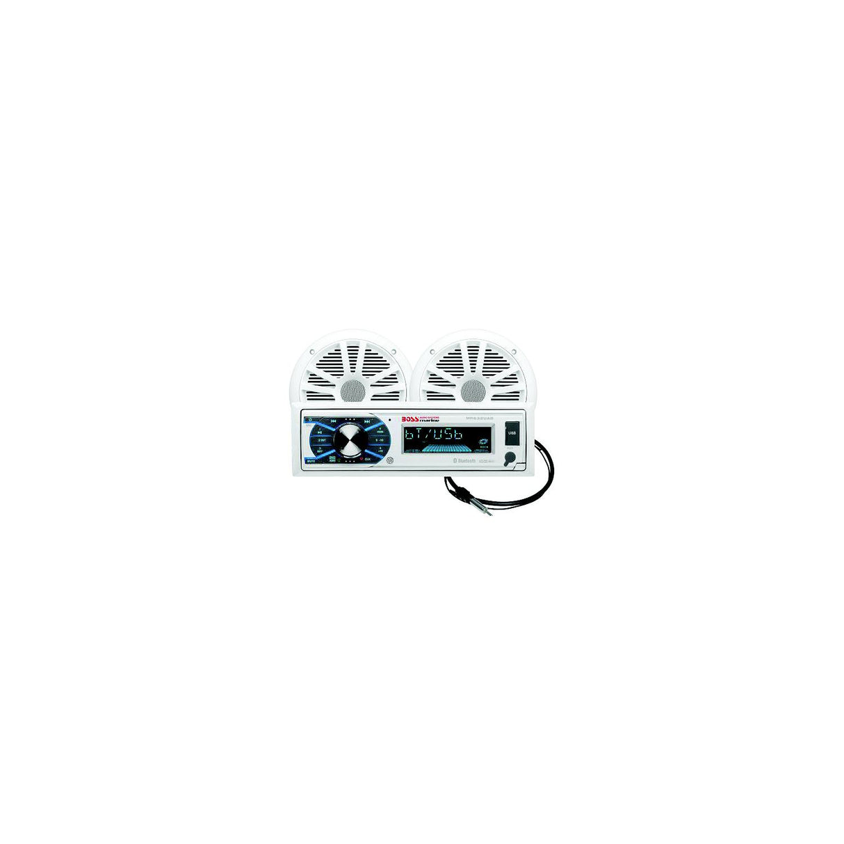 Boss Audio MCK632WB6 Single-Din AM/FM Receiver w/ 6.5" Marine Speakers/ Antenna, White