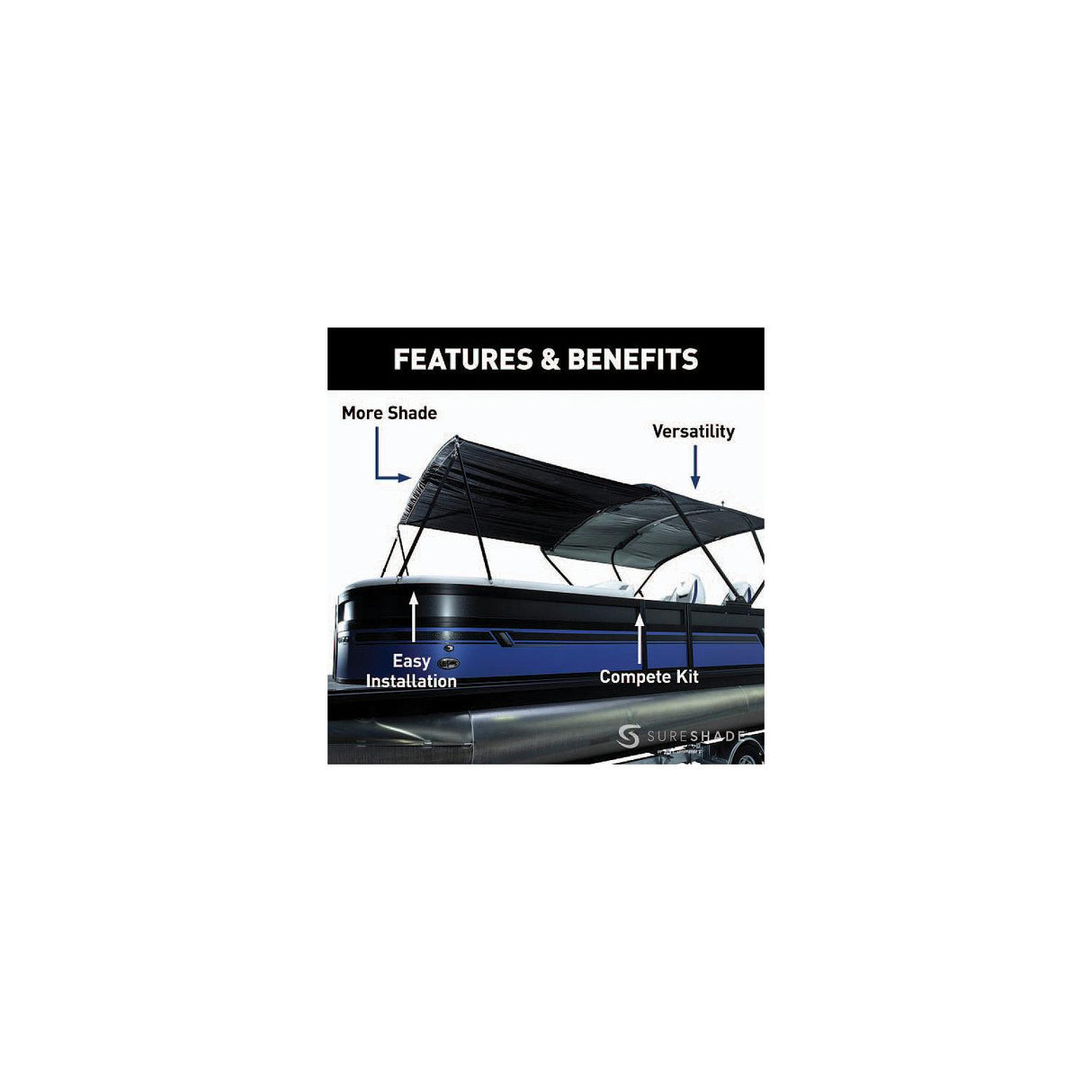 Taylor 2021013744 Bimini Extension For Sureshade® Power Bimini , 92" W x 91"L extended, Black