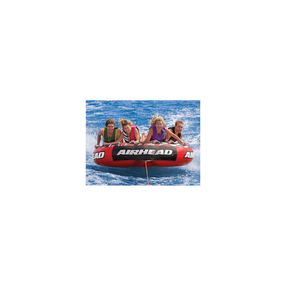AirHead AHT42MSL Inflatable 4 Person Red Mega Slice® Deck Tube