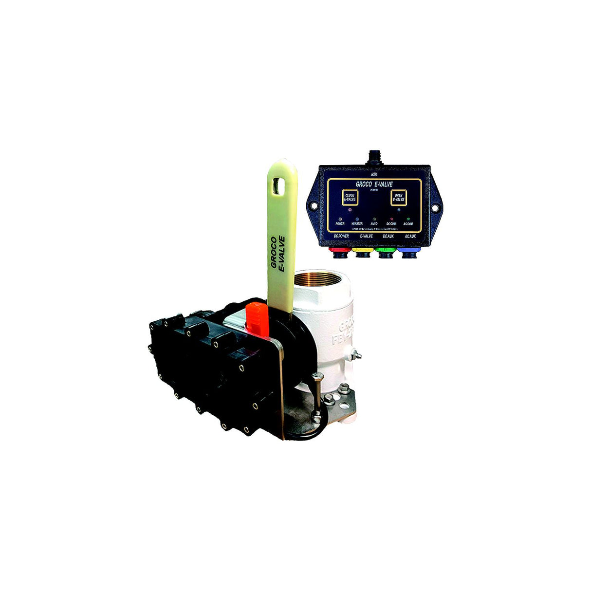 Groco FBVED200012V Motorized Bronze Seacock, 2 inch, 12V, NMEA-2000 Certified