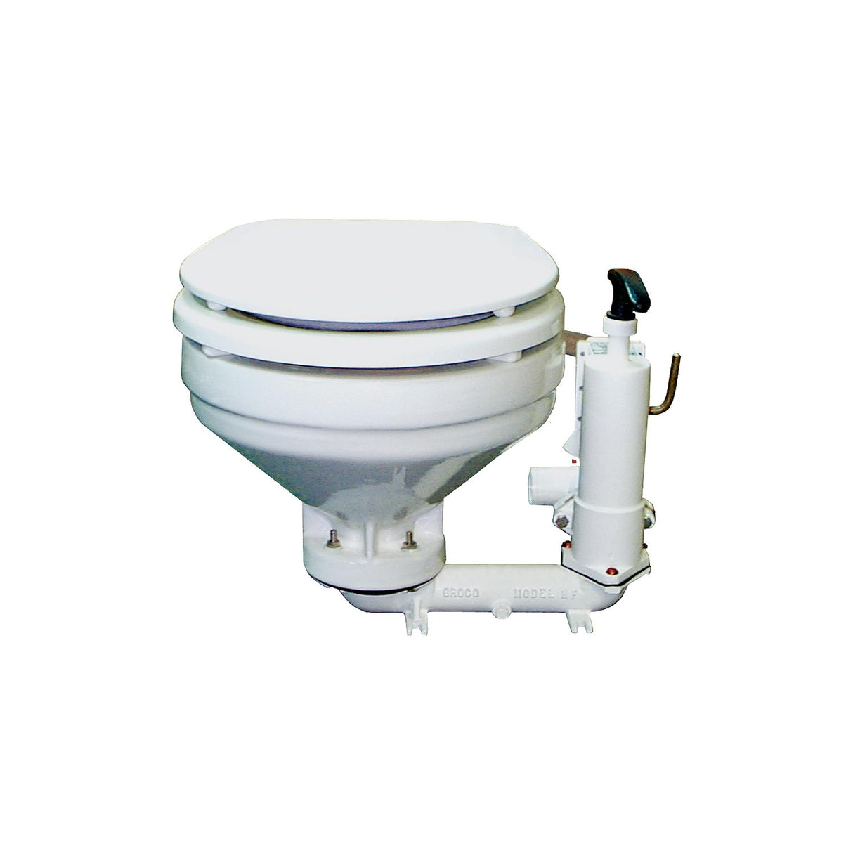 Groco HF Hand Operated Toilet With Bronze Base - White
