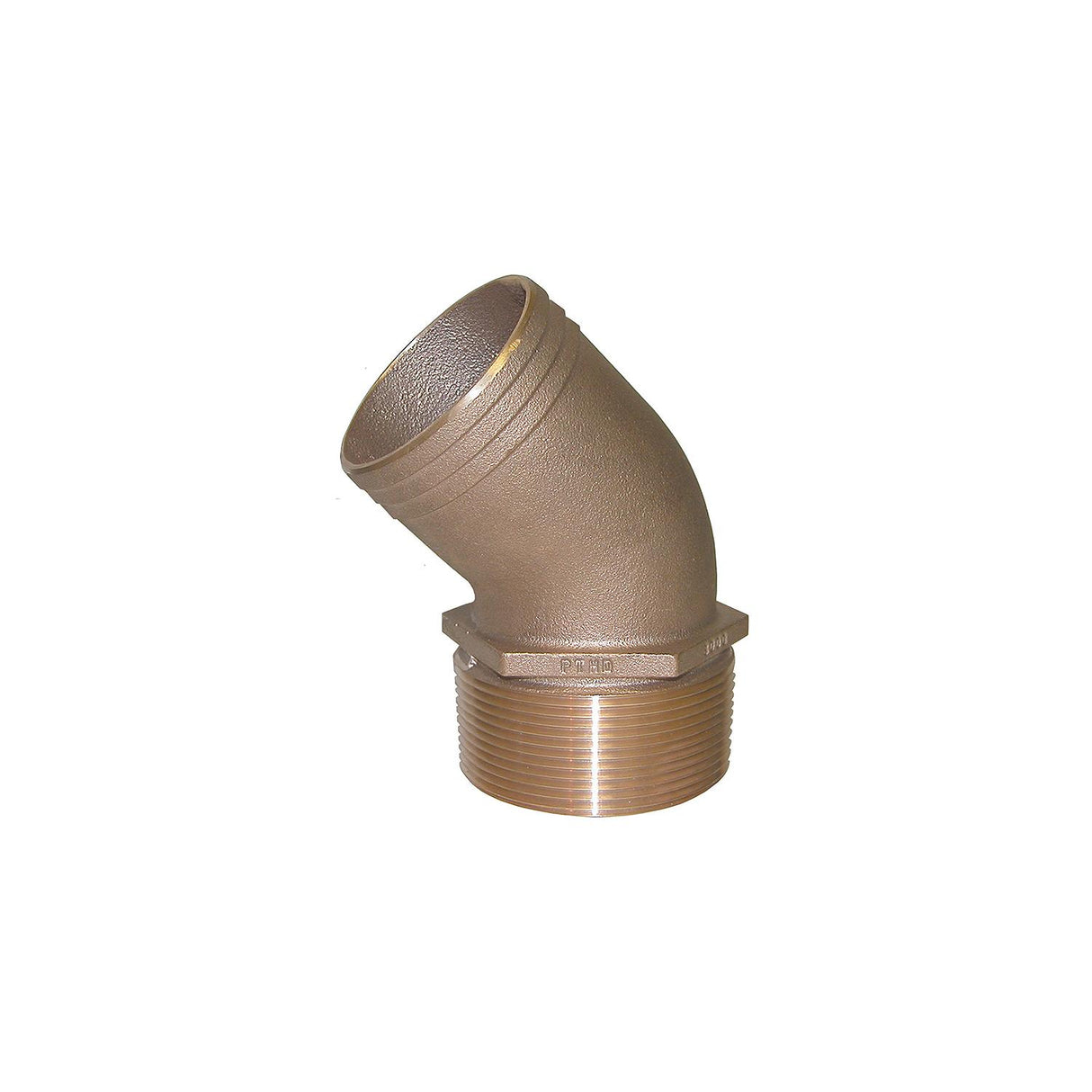 Groco PTHD Bronze Standard Flow, 45 Degree, Pipe-To-Hose Adapter With NPT Thread