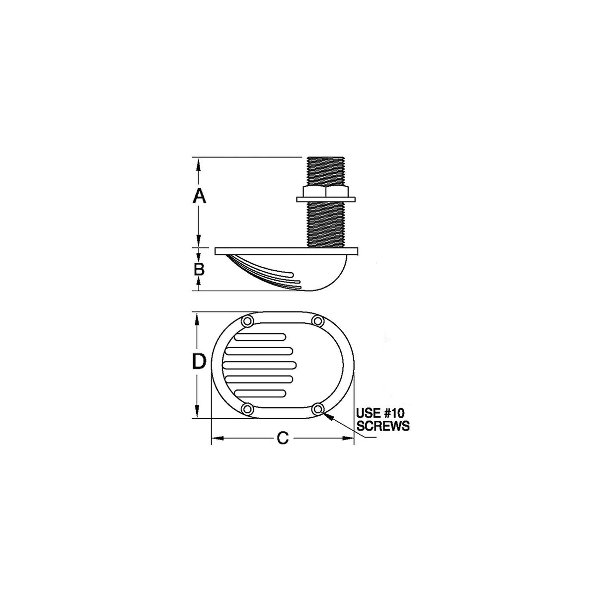 3/4" Scoop Thru-Hull w/Nut