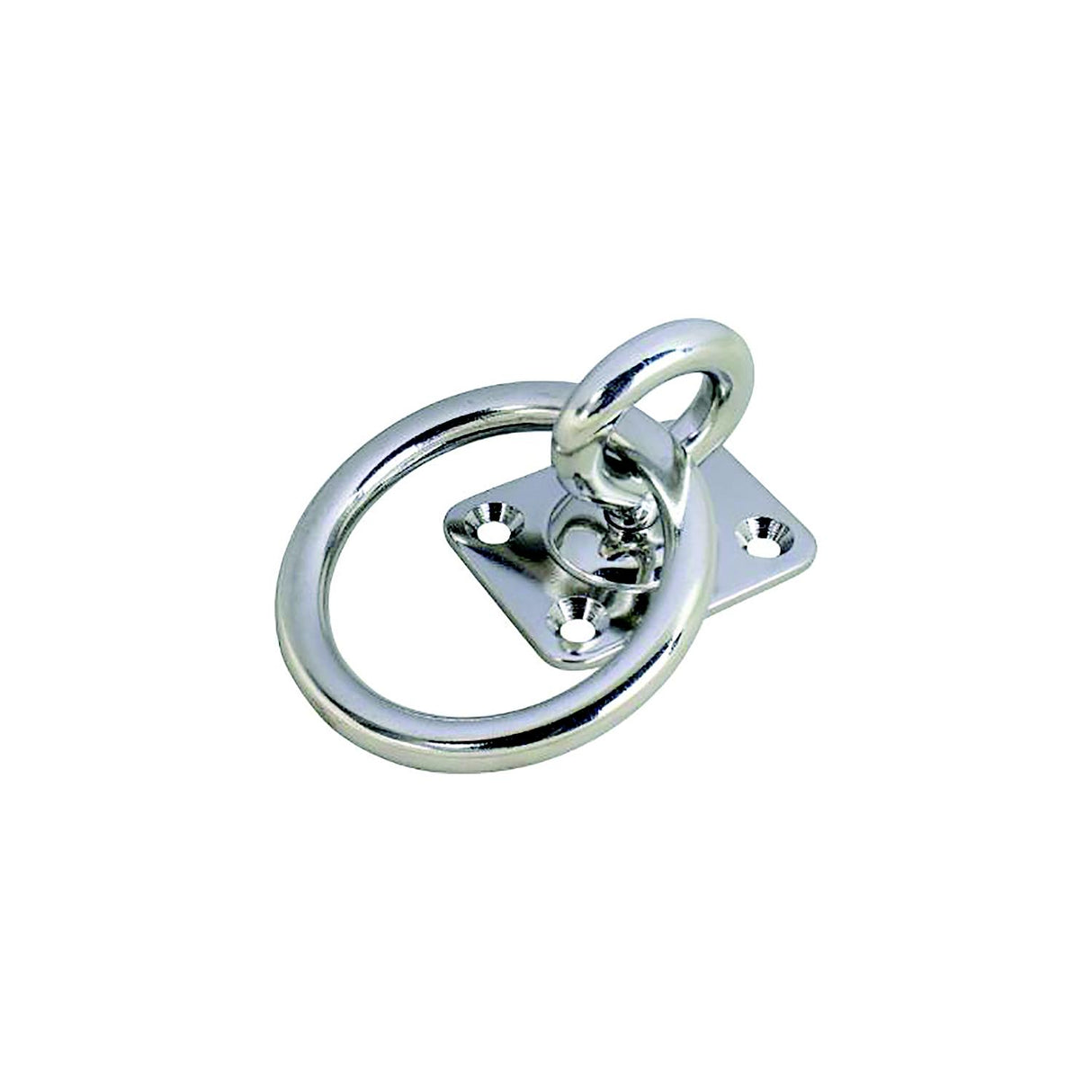 Sea-Dog 089513 Swivel Eye Plate with Ring, A:2", B:1-9/16", C:1-3/8", D:1", E: 1-15/16" F:5/16" #10 FH