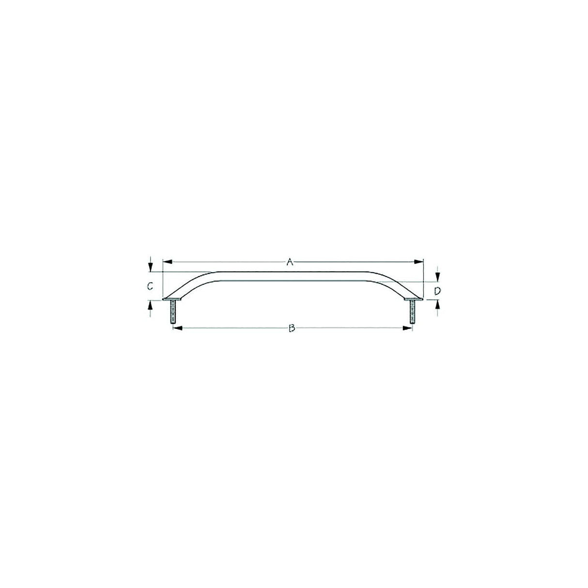 Sea-Dog 2546281 Stud Mount Flanged Handrail, Tube: 7/8" A: 25-1/4" , B: 24-1/4" , C: 2-1/4", D:1-1/2" , Fastener: 5/16"-18,Stainless