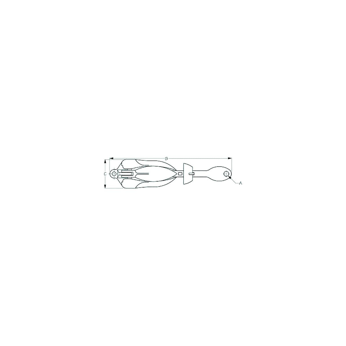 SeaDog 318009 Folding Grapnel Anchor, 9 lbs A:1/2" , B:18", C:4-1/4". Boat Length: 5'-18', Line/Length:5/16"/120', Chain Length: 3/16"/10'-13'