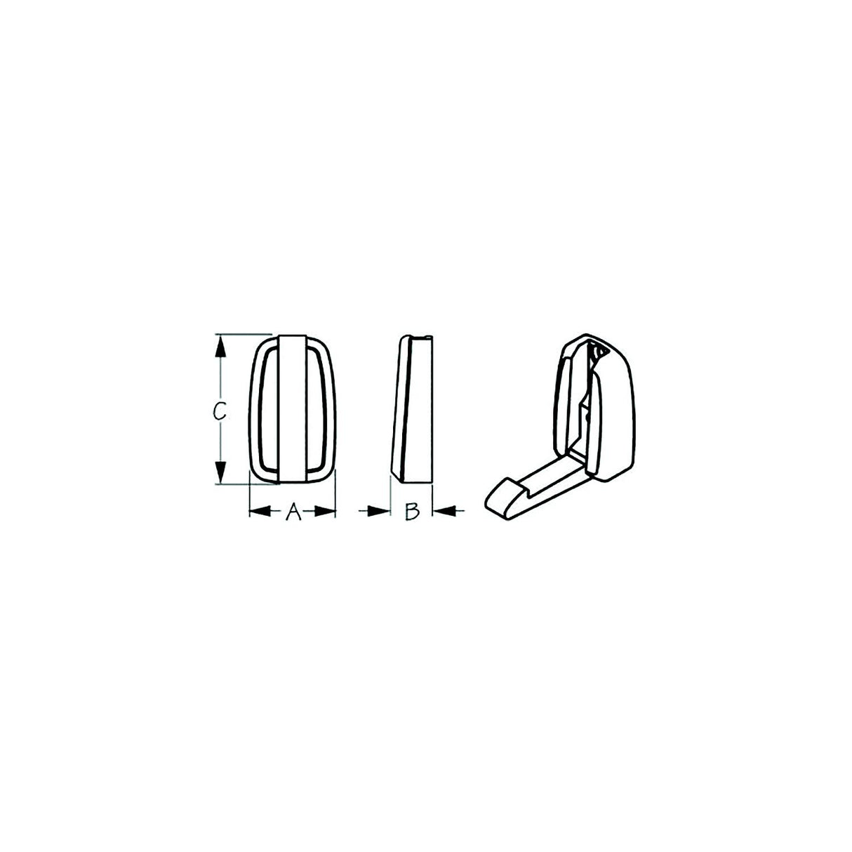 Sea-Dog 6714971 Folding Coat Hook, A=1-3/16", B= 9/16", C=2", #8 FH, weight= .18