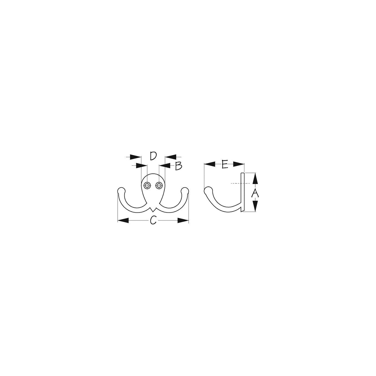 Sea-Dog 6715101 Double Coat Hook - Chrome/Brass