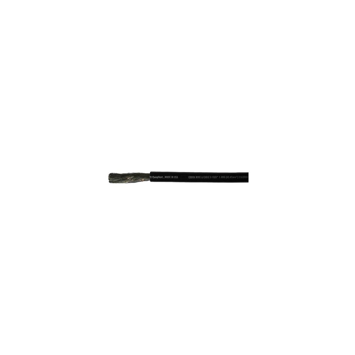 Cobra Wire A2001T07050FT Tinned Copper Battery Cable, 1 AWG, 50', Black