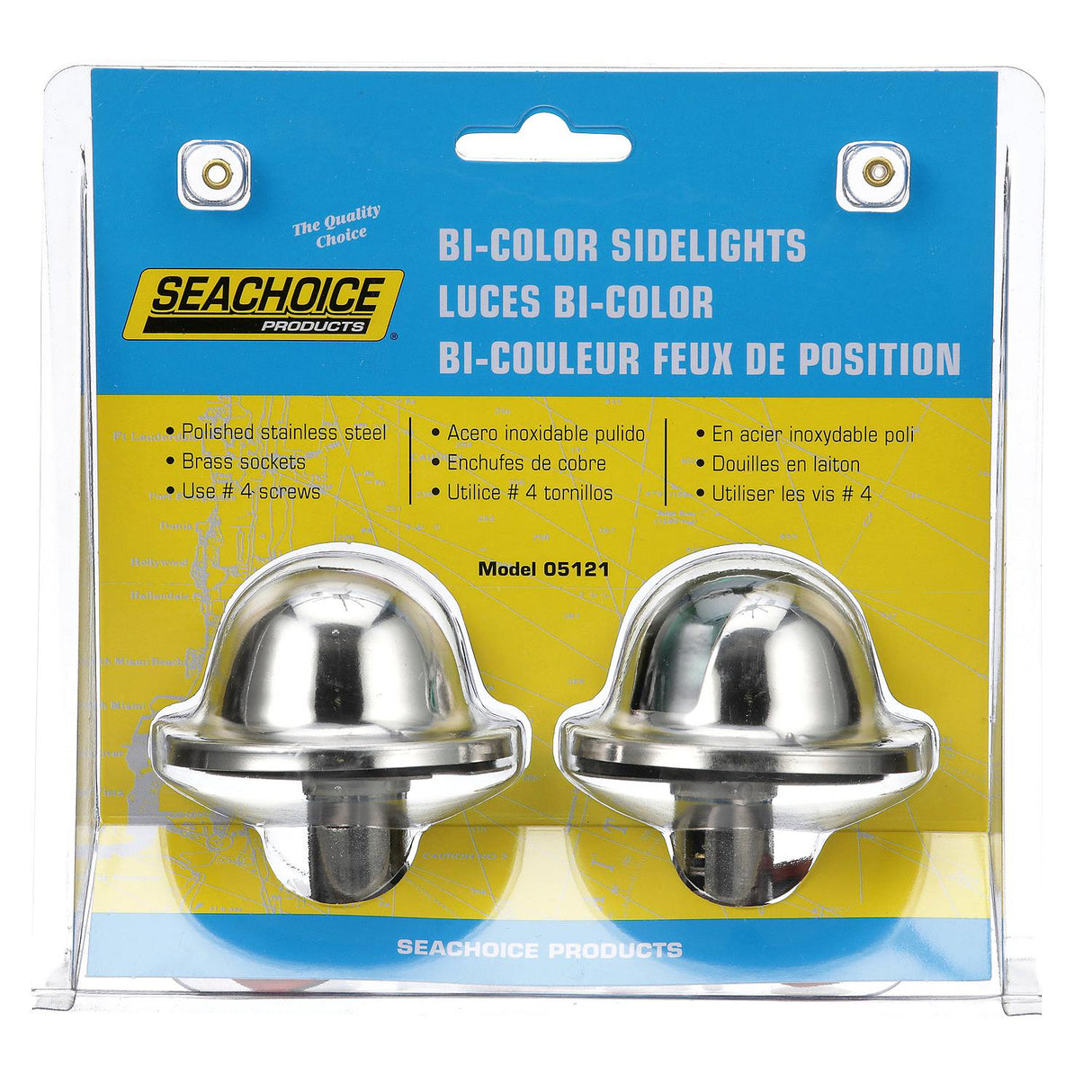 Seachoice Stainless Steel Port and Starboard Side Light, 1 Nautical Mile Visibility for Sail or Powerboats Under 39 Feet