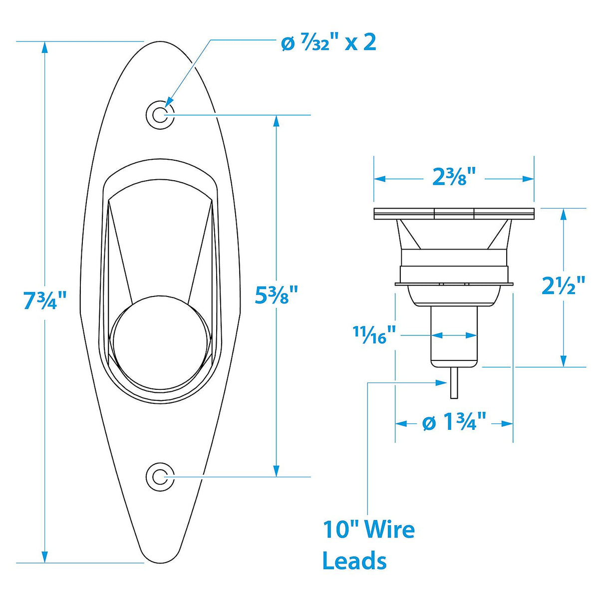 Seachoice Corrosion-Resistant Stainless Steel Side Light, Boat Navigation, Flush Mount