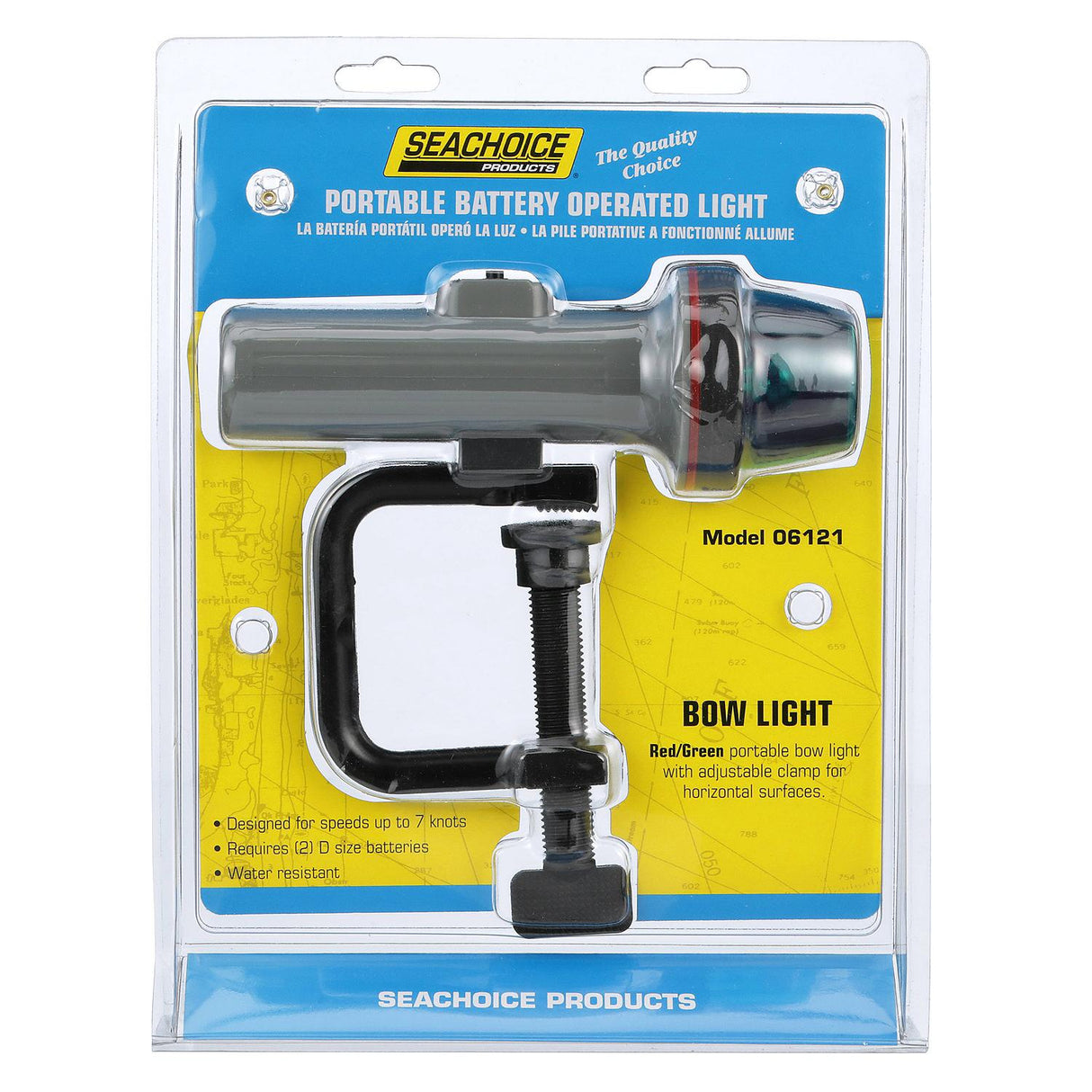 Seachoice Bi-Color Portable Battery-Operated Boat Navigation Bow Light, Horizontal Clamp Mount