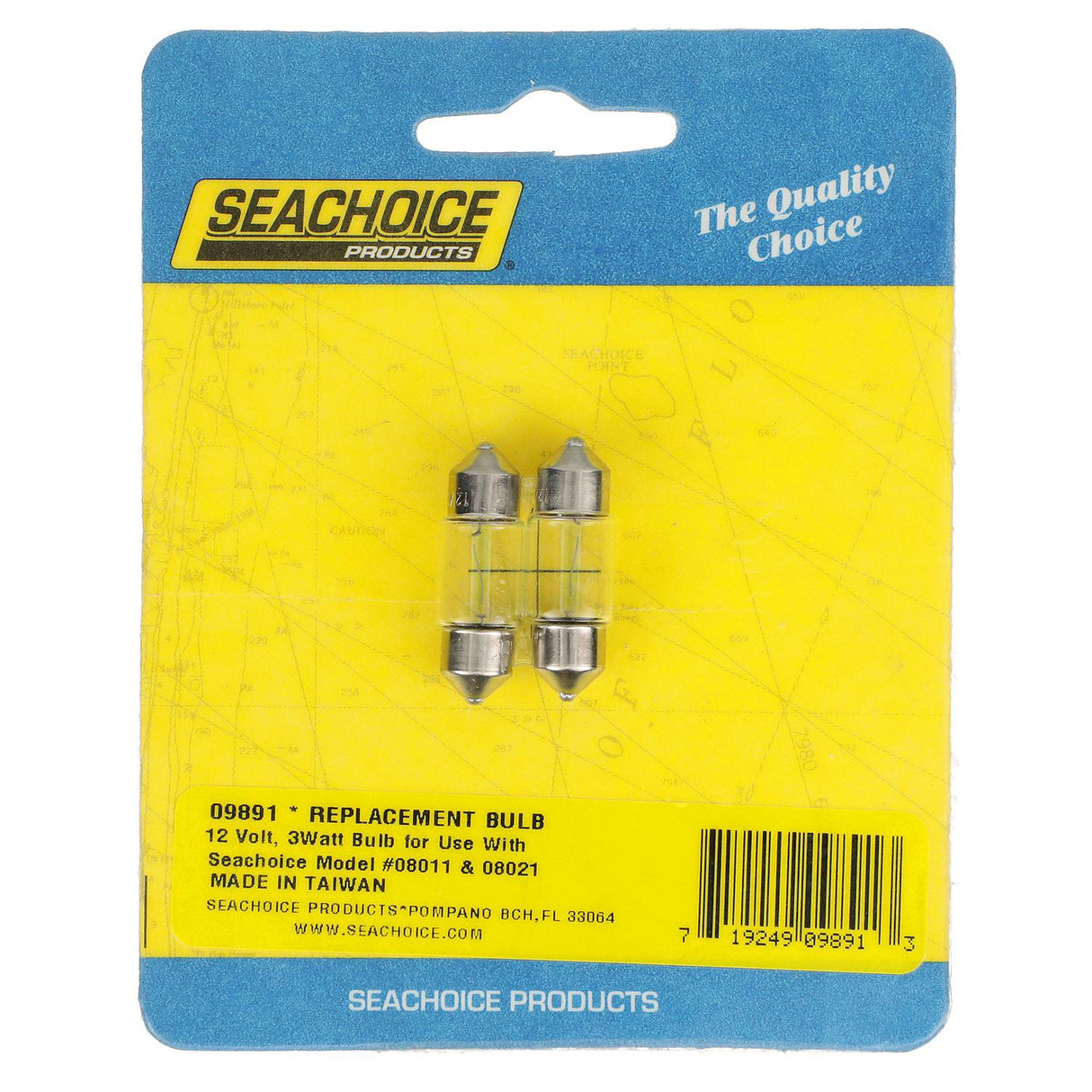 Seachoice Replacement Incandescent Bulbs With Festoon Base, 12V, 3 Watt, Pack of 2