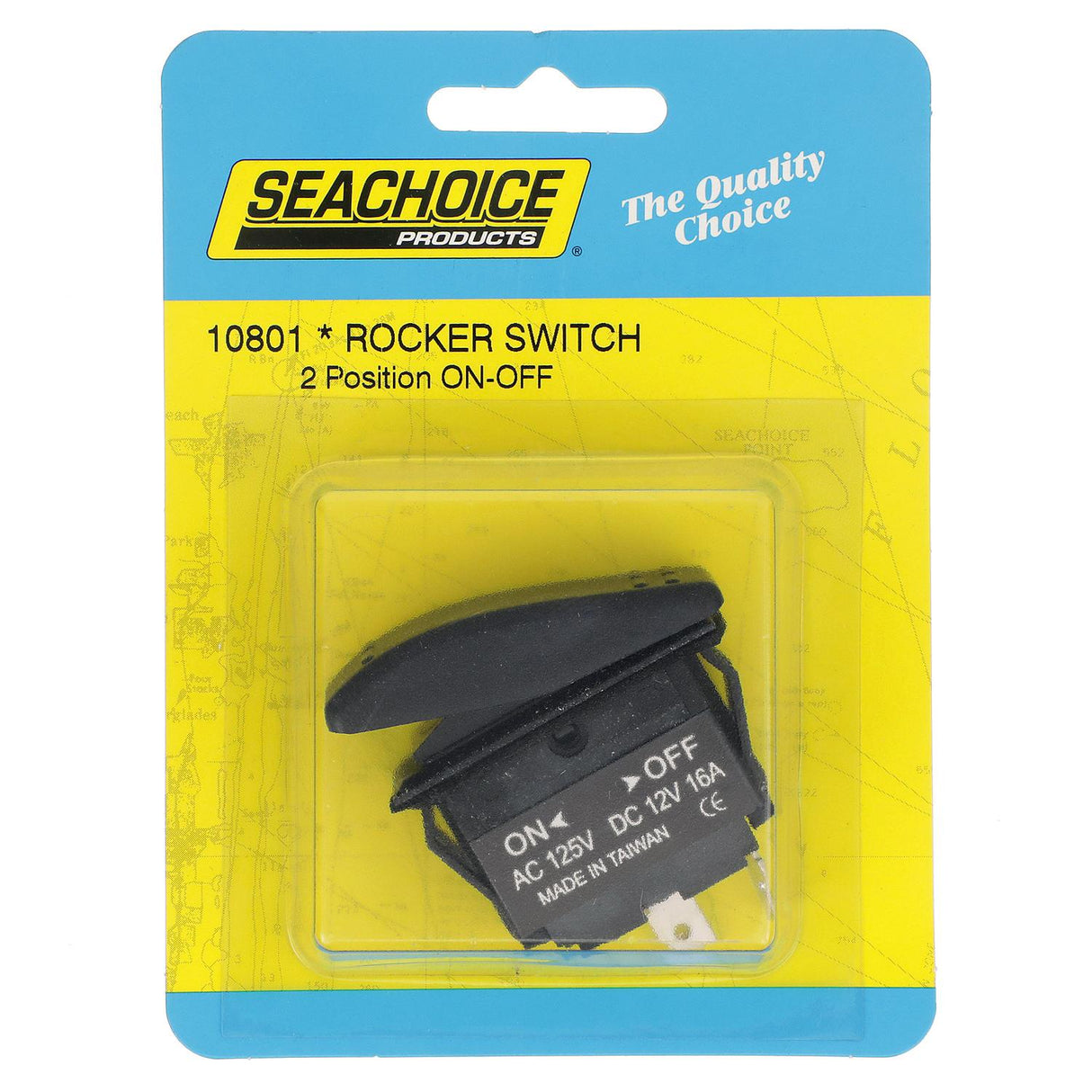 Seachoice Non-Illuminated Rocker Switch, SPST, 2 Terminal, On/Off, Black