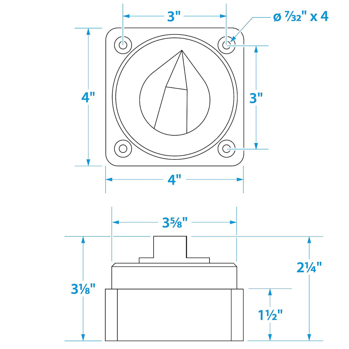 Seachoice Battery Select Switch, Compact, Disconnect Isolator Cutoff, Dual, 12 -50V