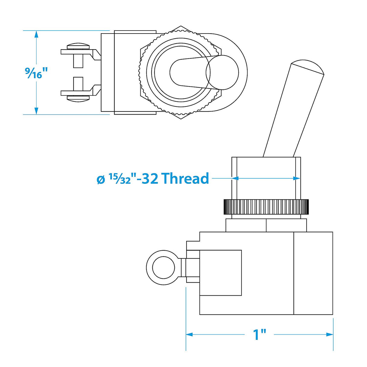 Seachoice 2-Position Heavy Duty Toggle Switch, On/Off, 2 Screw Type Terminals