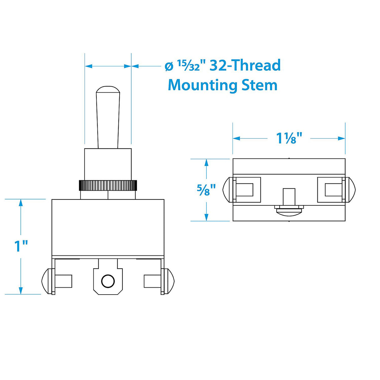 Seachoice 3-Position Boat Toggle Switch, On/Off/On