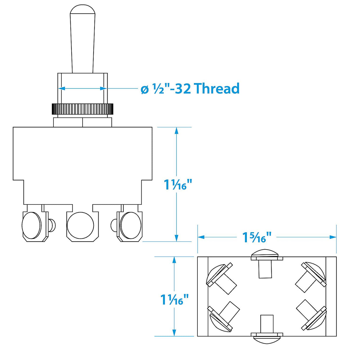 Seachoice 3-Position Heavy Duty Toggle Switch, On/Off/On