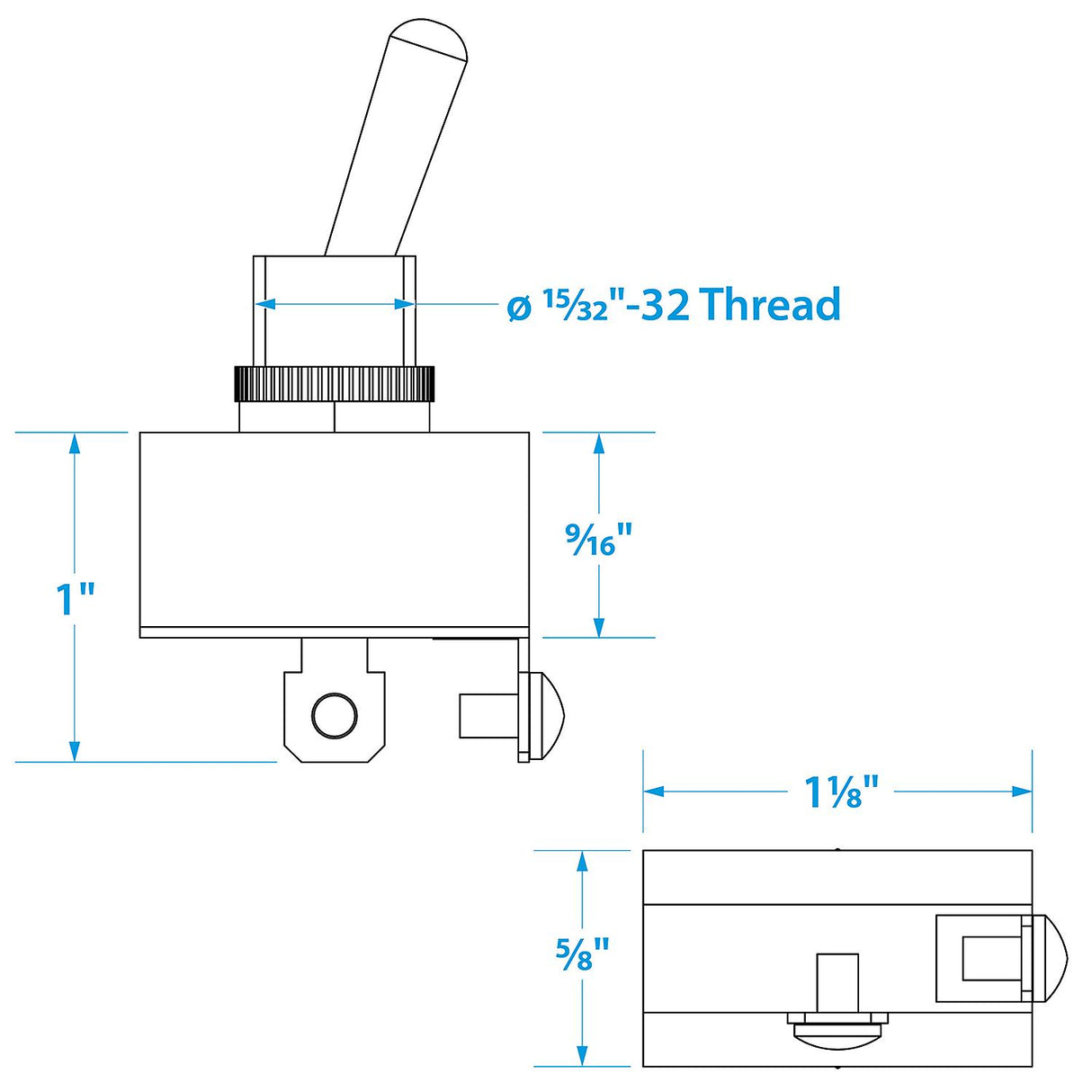Seachoice 2-Position Heavy Duty Toggle Switch, Off/Momentary On