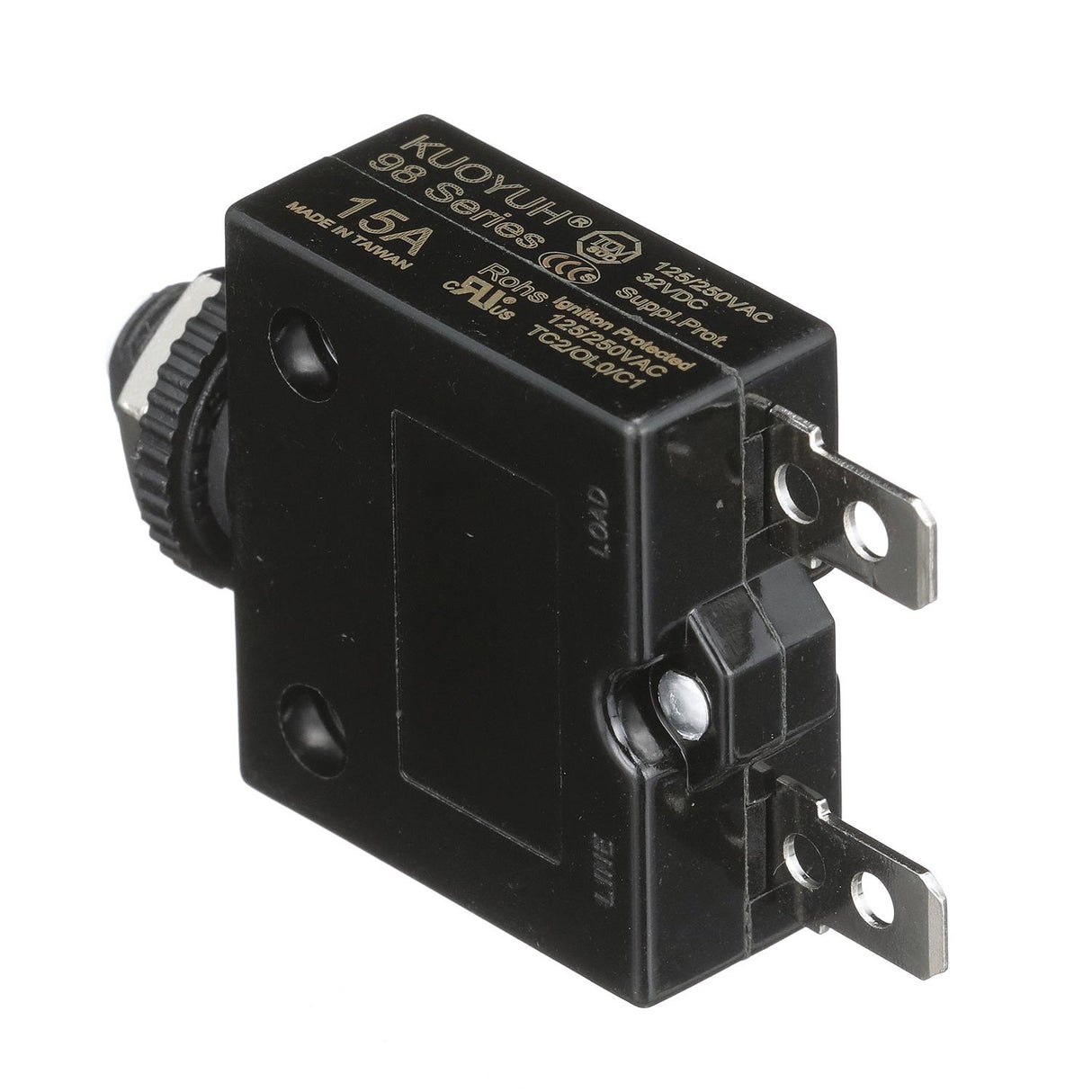 Seachoice Circuit Breaker, Push to Reset, 15 Amp