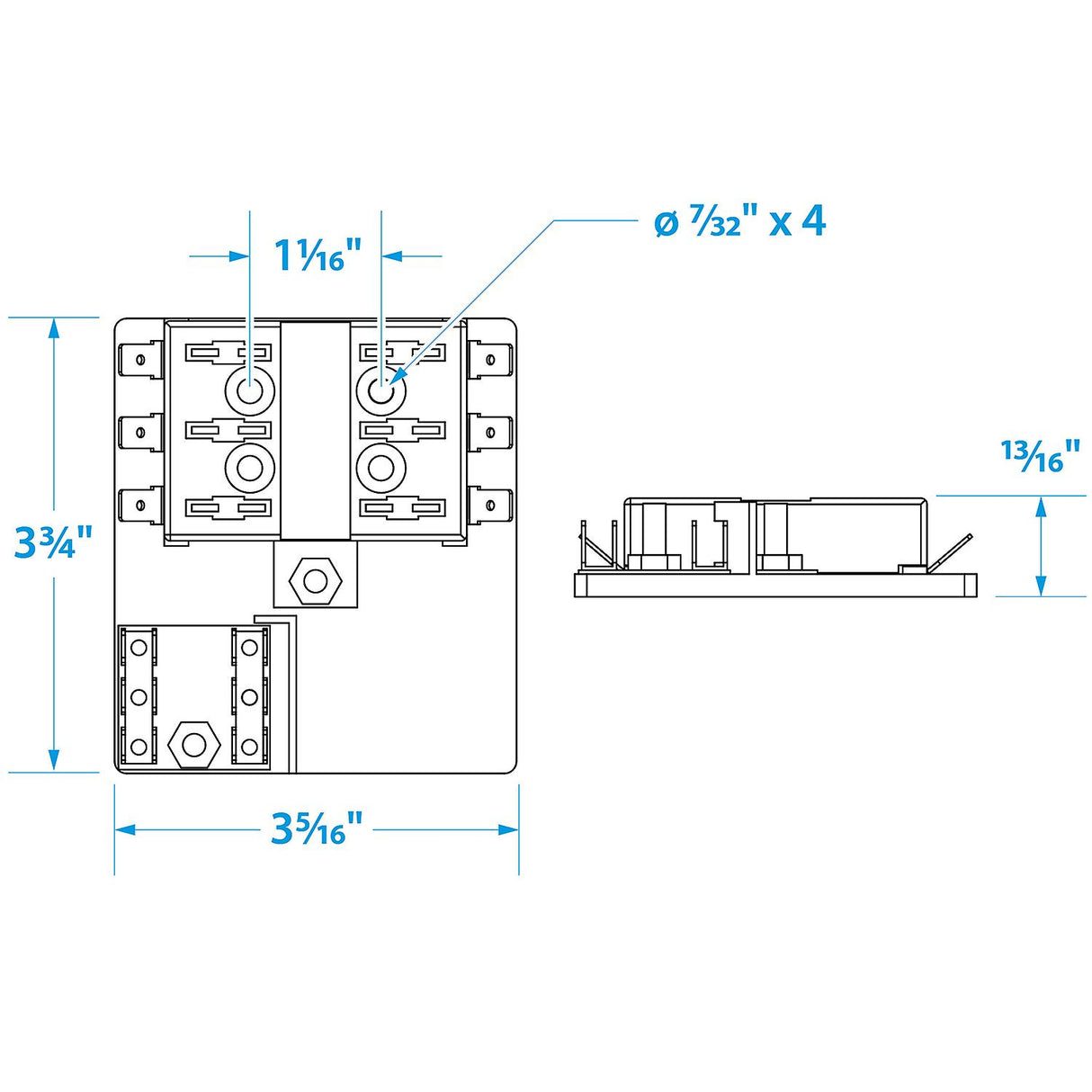 Seachoice 13301 Fuse Block ATO/ATC, 6 Gang Ground Bar 12V