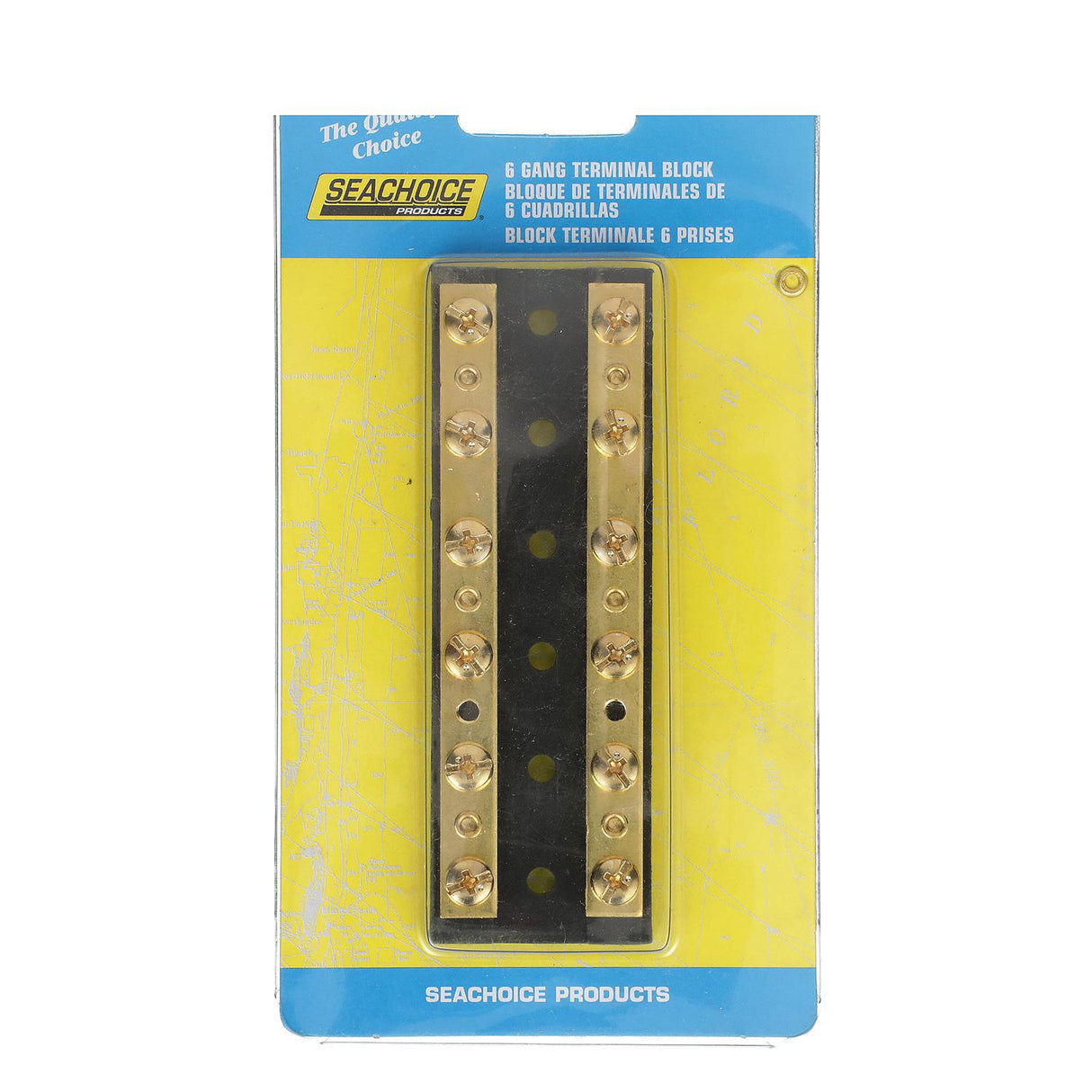 Seachoice Terminal Block, 6-Gang, Brass Clips and Contacts