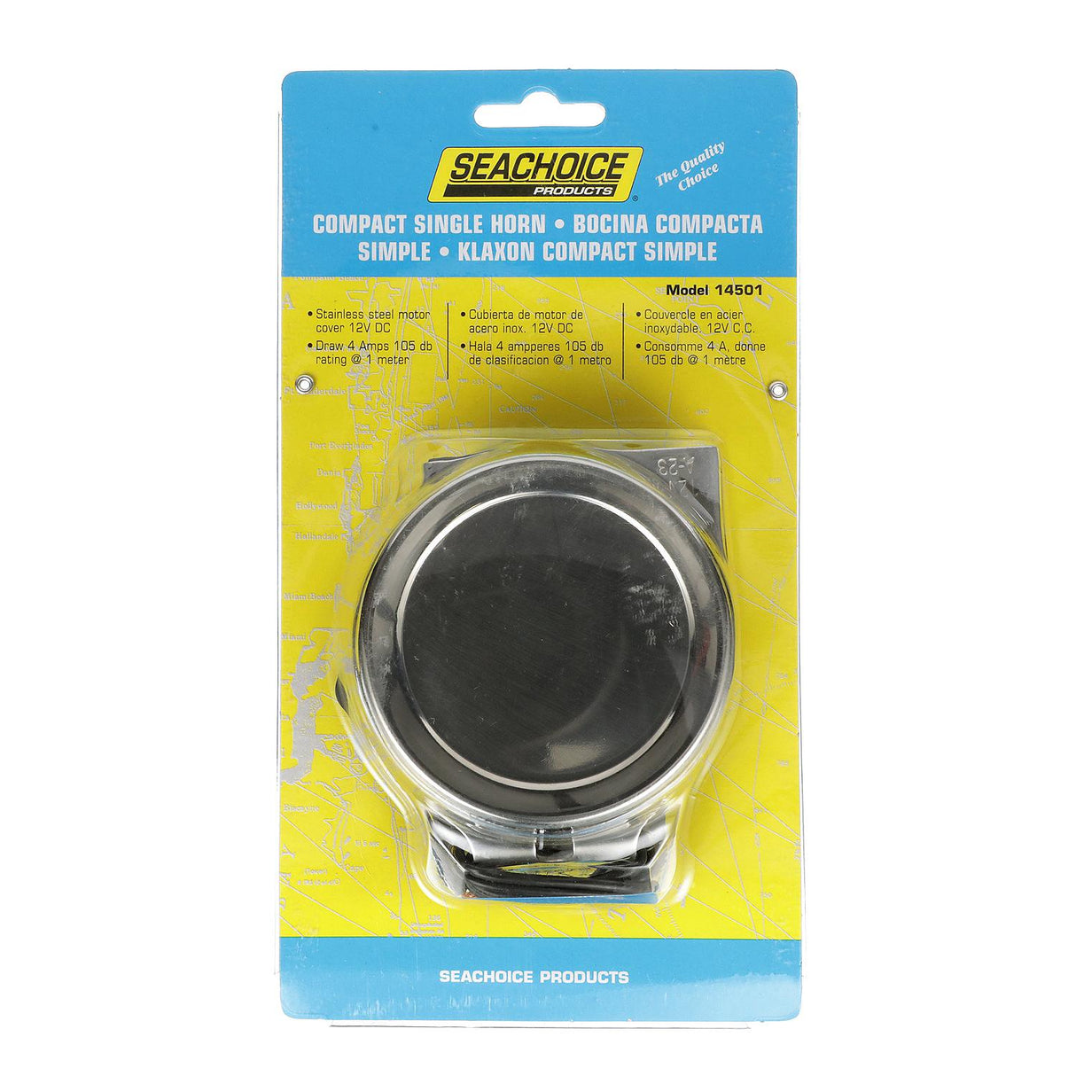 Seachoice Compact Electric Horn w/ Stainless Steel Cover, Single, 105 dB, 8 Amp