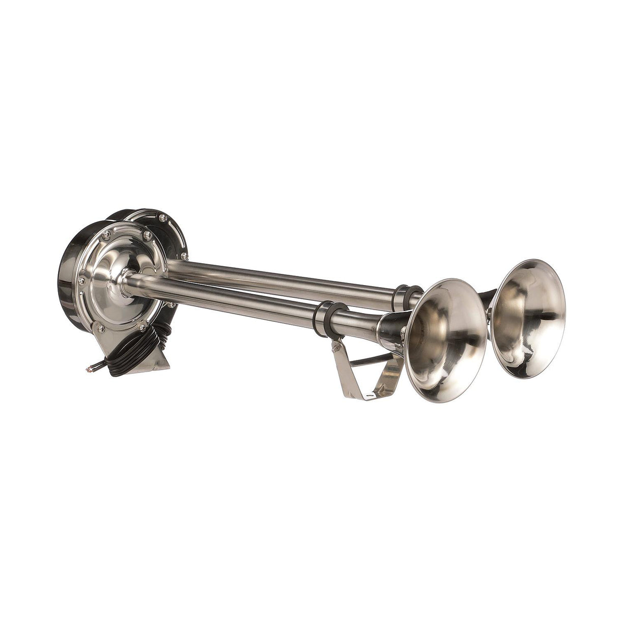 Seachoice 14561 Stainless Steel Dual Trumpet Horn, Vibration-Free Mounting Pad, 20-3/4 in. Long, 12V