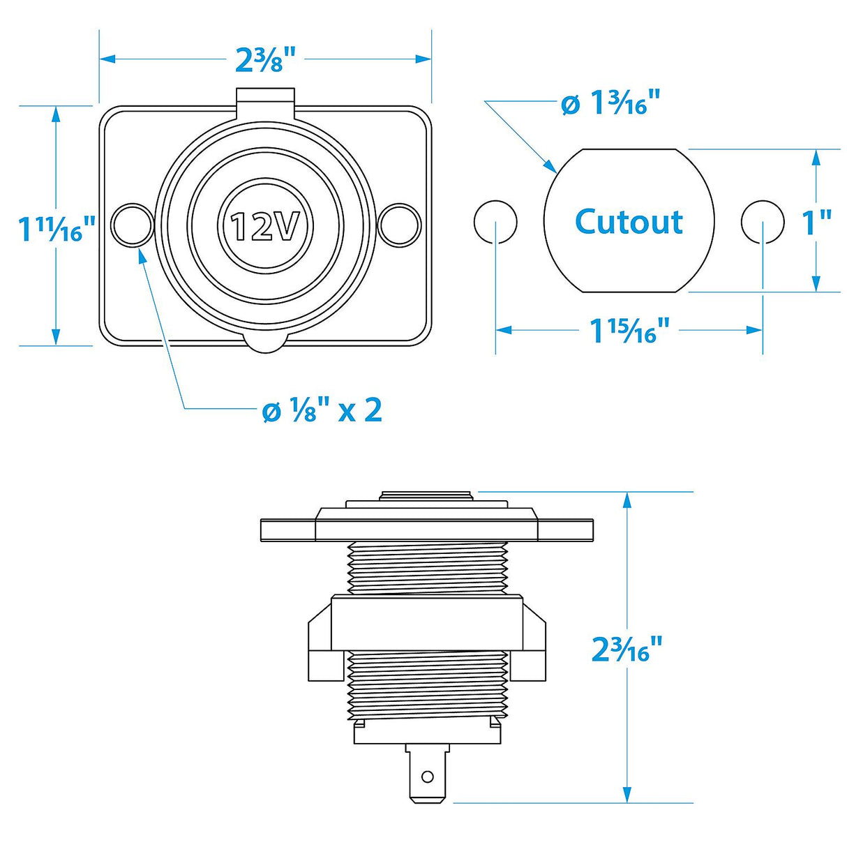 Seachoice Accessory Socket, 12V, Boat