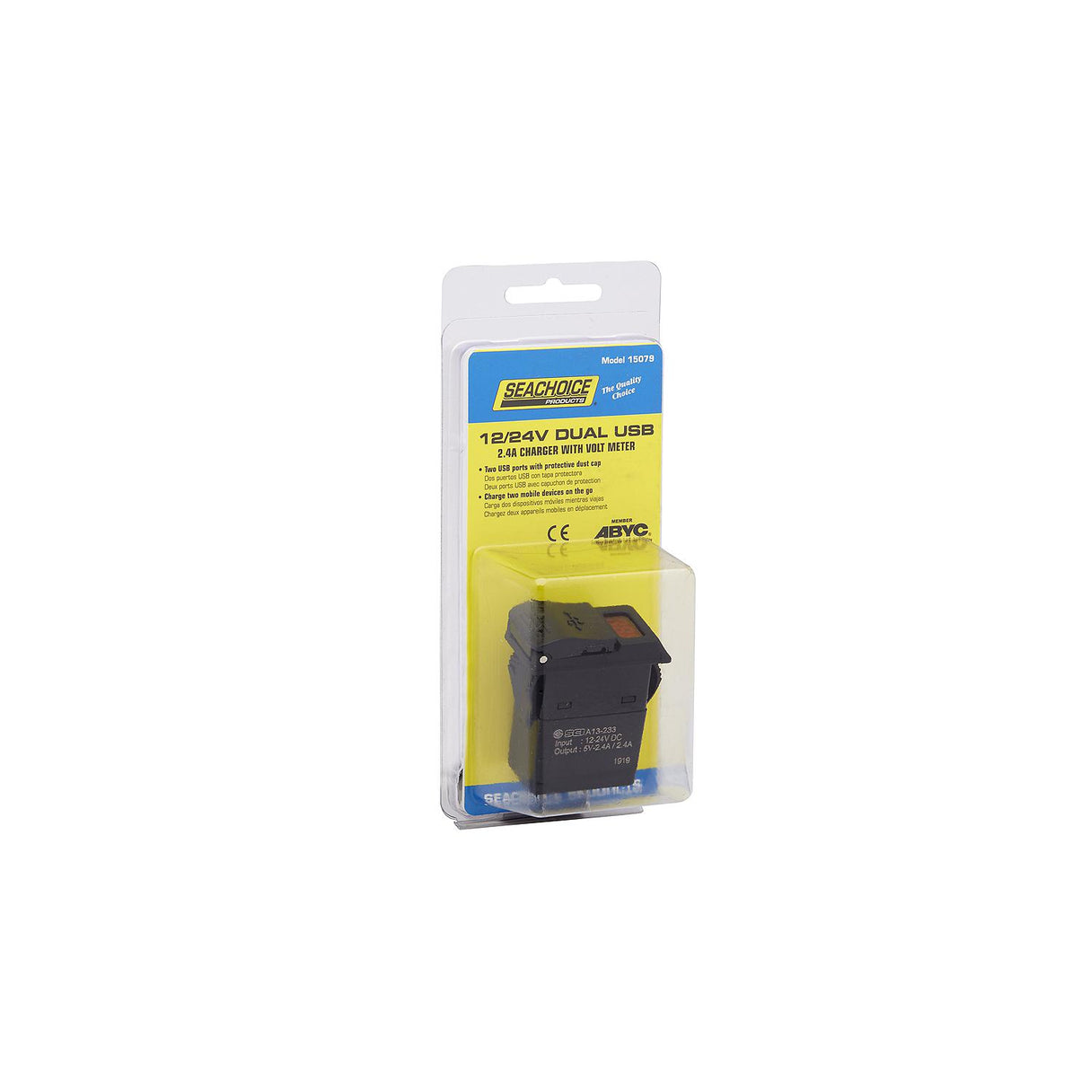 Seachoice Dual USB Voltmeter, 12-24V