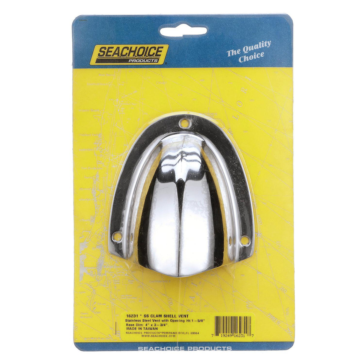 Seachoice Clam Shell Vent, 3-3/4 In. X 3-3/4 In., Stainless Steel