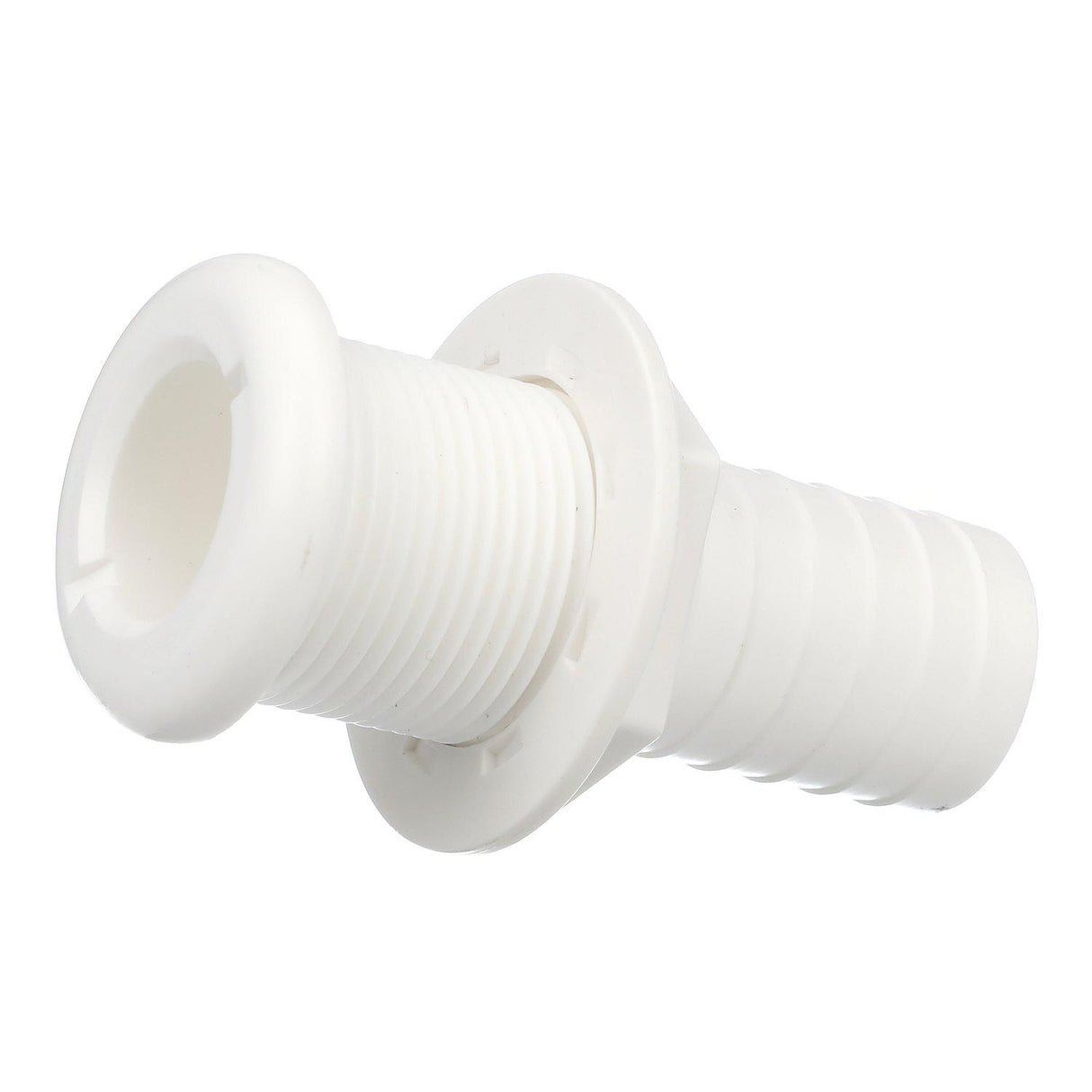 Seachoice 18091 Thru-Hull Connector w/ Broad Flange, White Finish, 1.125 In.