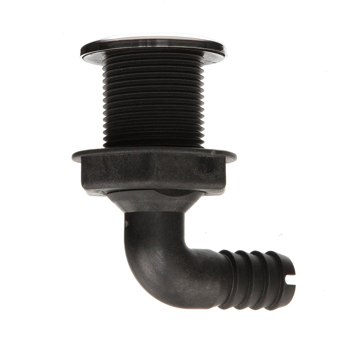 Seachoice 90-Degree Thru-Hull Connector, Fits 3/4 In. ID Hose, 1-3/8 In. Max Hull, White