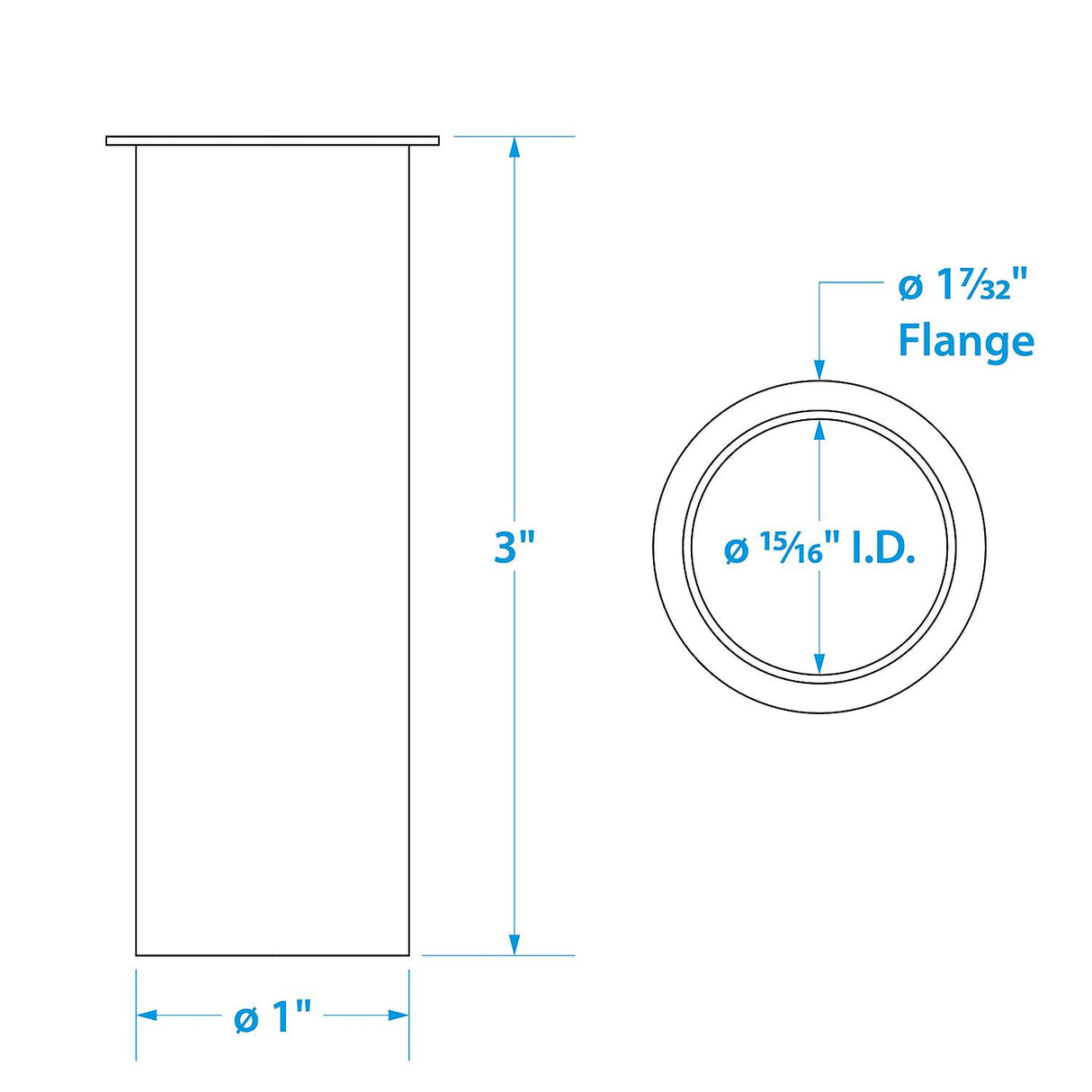 Seachoice 19071 3 in. Brass Drain Tube, 1 in. Diameter