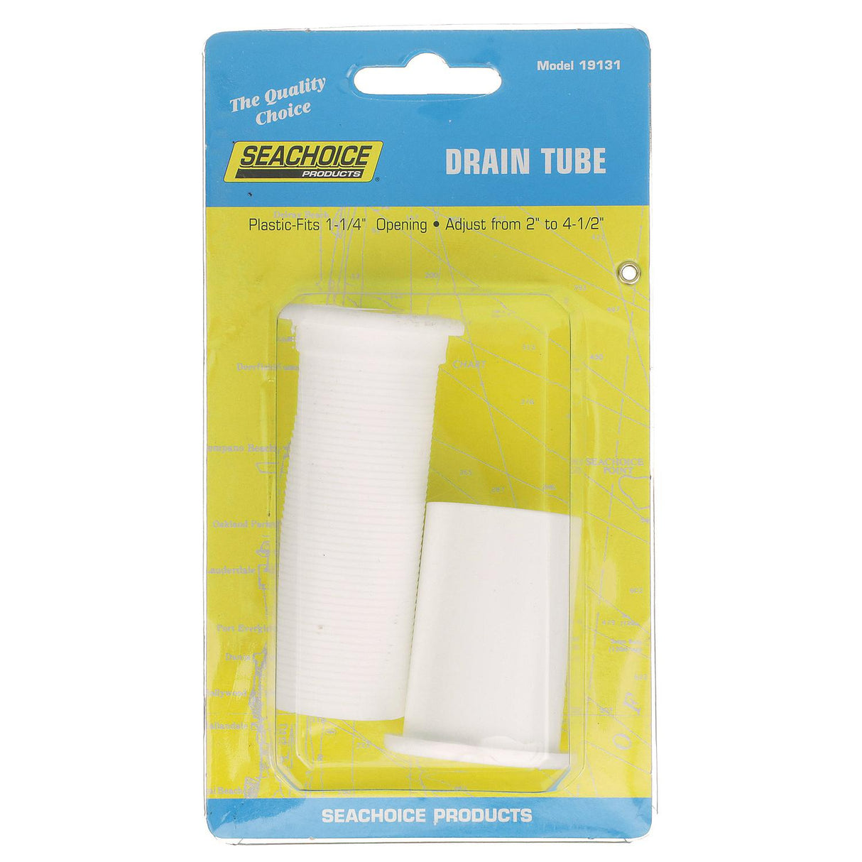 Seachoice 19131 Adjustable Splashwell Drain Tube, Fits 1-1/4 in. Opening, White Plastic