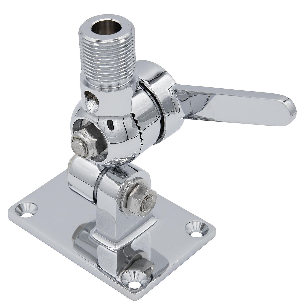 Seachoice 19521 Universal Antenna Ratchet-Mount Base, Chrome-Plated Brass