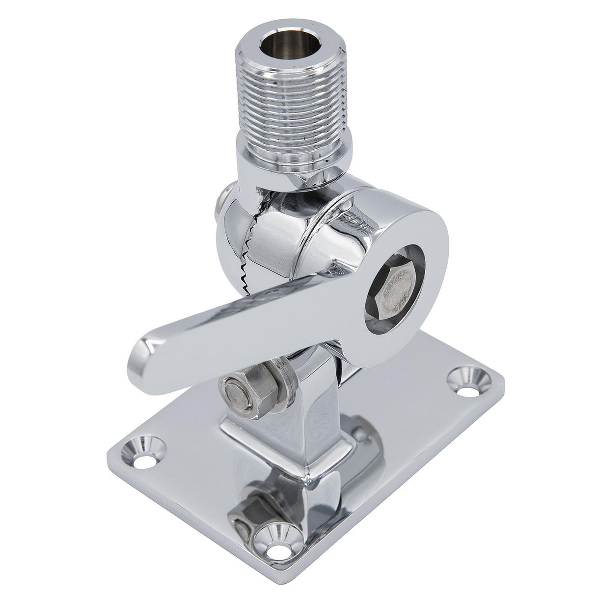 Seachoice 19521 Universal Antenna Ratchet-Mount Base, Chrome-Plated Brass
