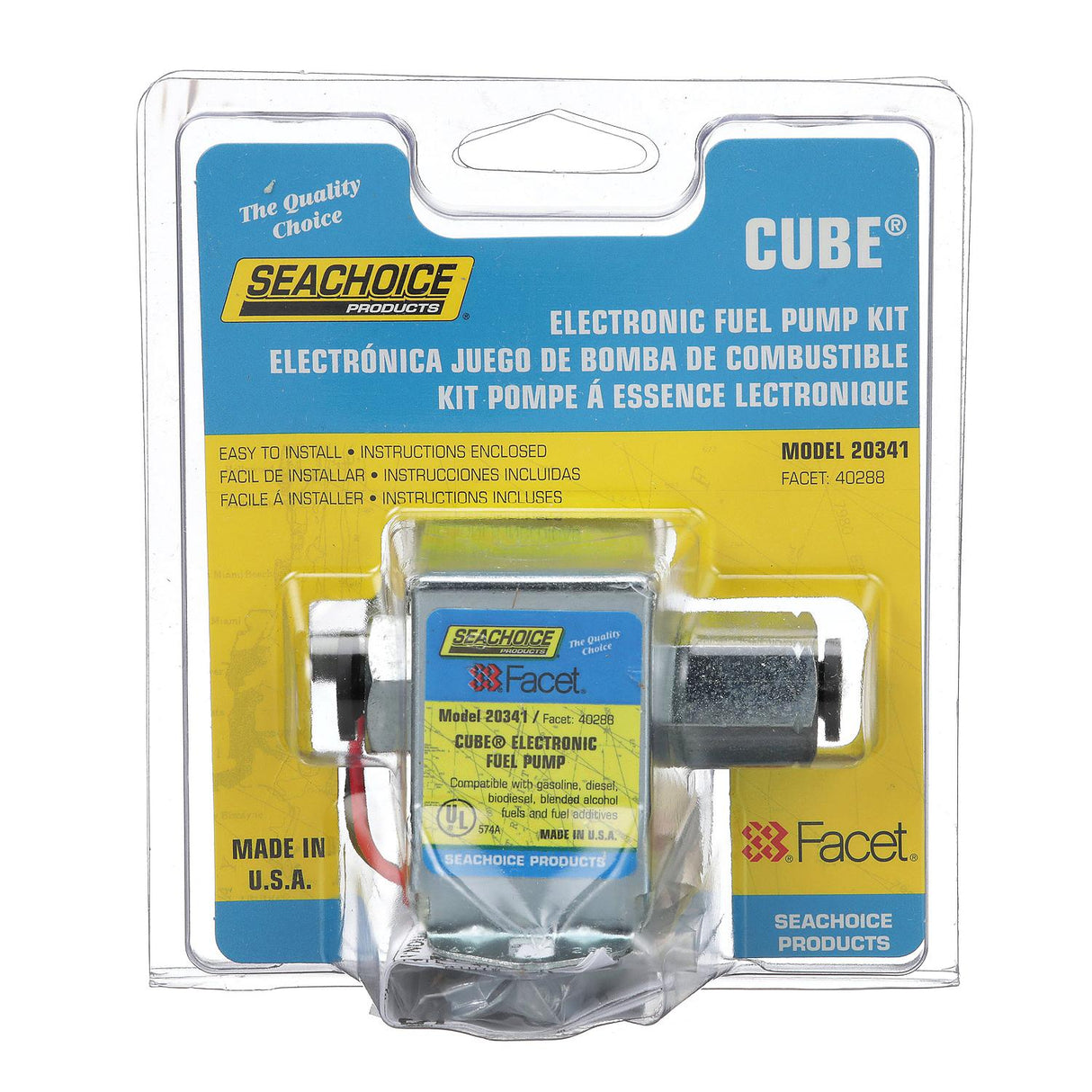 Seachoice Cube Electronic Fuel Pump, 3-4.5 PSI, 12 Volt Systems