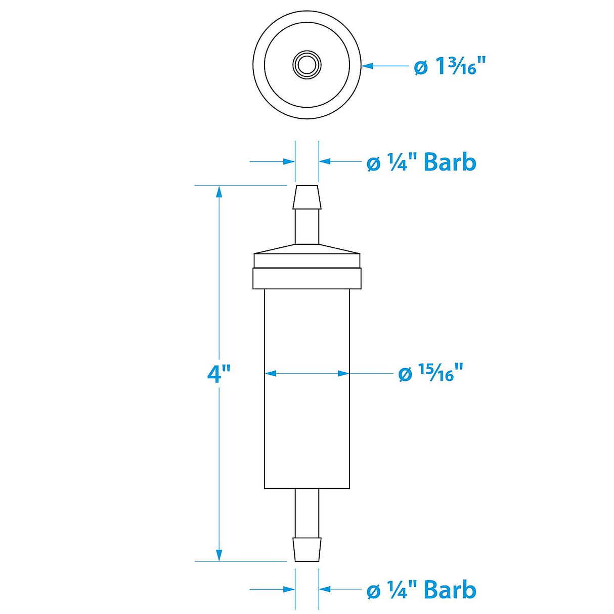 Seachoice in-Line Fuel Filter, 1/4 in., Plastic, Outboard, 20 Micron