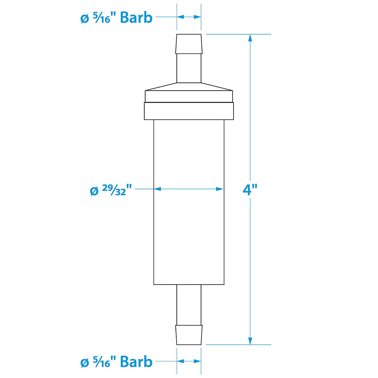 Seachoice in-Line Fuel Filter, 5/16 in., Plastic, Outboard, 20 Micron