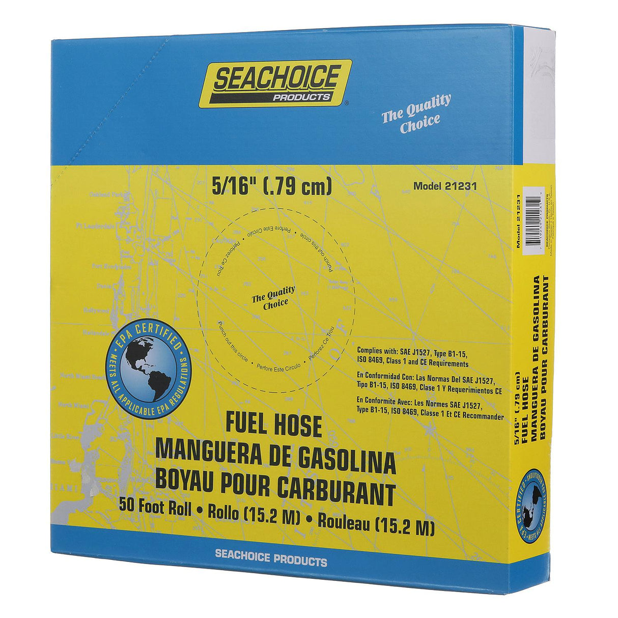 Seachoice Fuel Hose EPA Compliant, for Repair and Replacement on Outboard Engines, Type B1-15