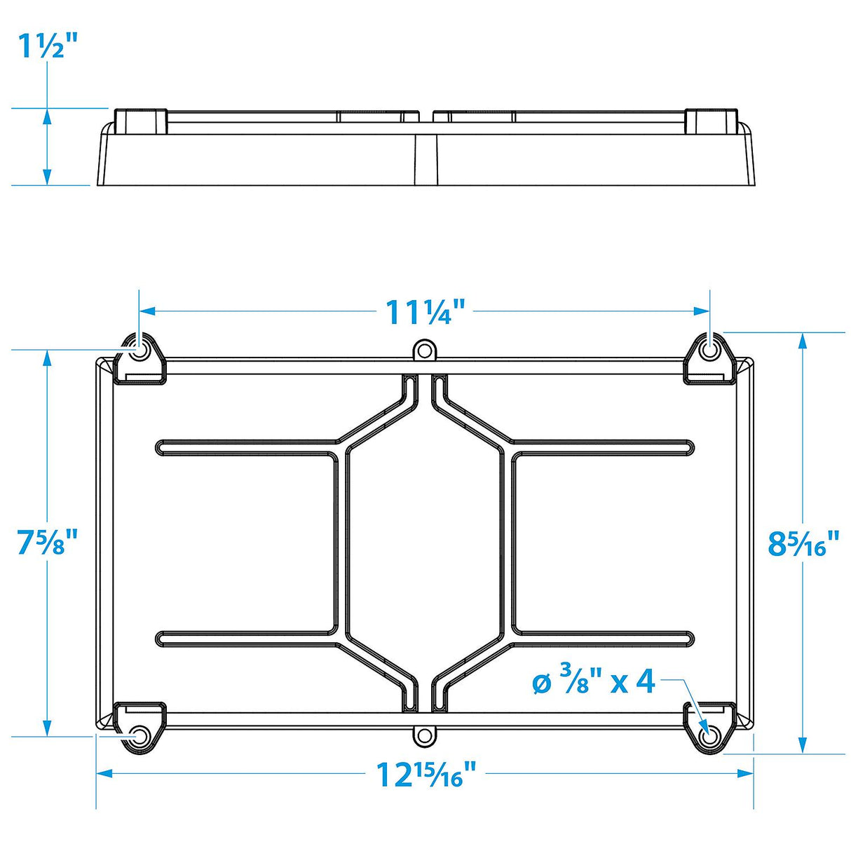 Seachoice USCG-Approved Marine Group 27 Series Hold-Down Battery Tray, Black