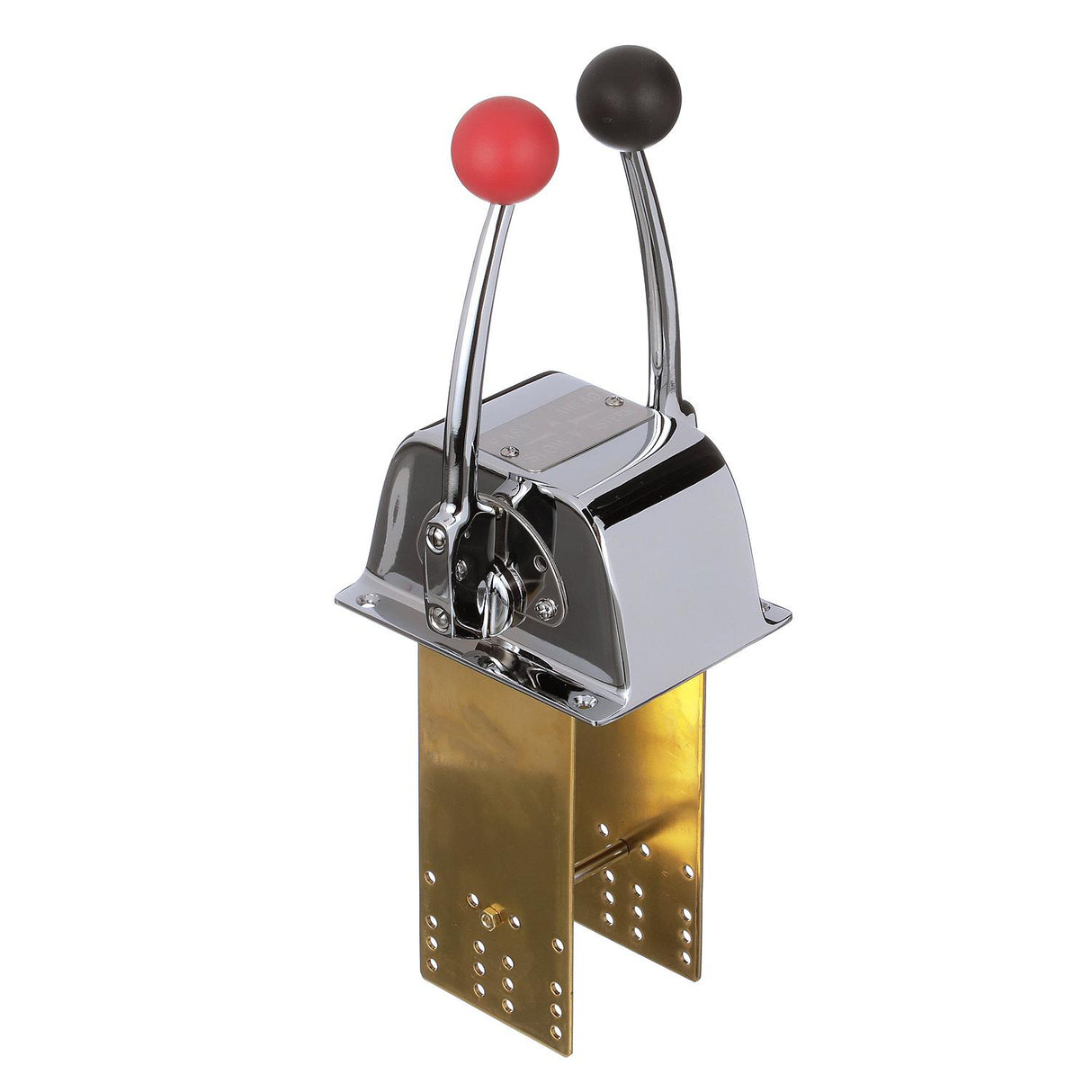 Seachoice Twin Lever Control, Chrome-Plated Brass, Red and Black Knobs, 8-5/16 In. Tall
