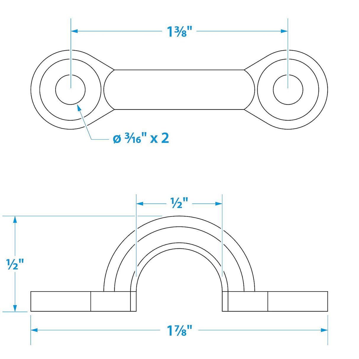 Seachoice Multi-Purpose Chrome-Plated Zinc 3/8 in. Eye Straps, Set of 4