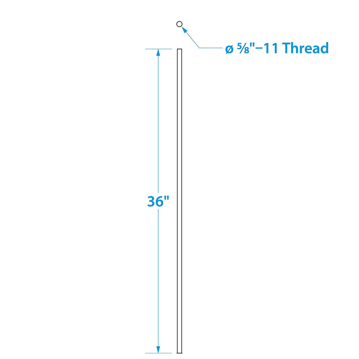 Seachoice 30190 Stainless Steel 304 Threaded Rod For Bow Lifting, 5/8 In. 11 Thread