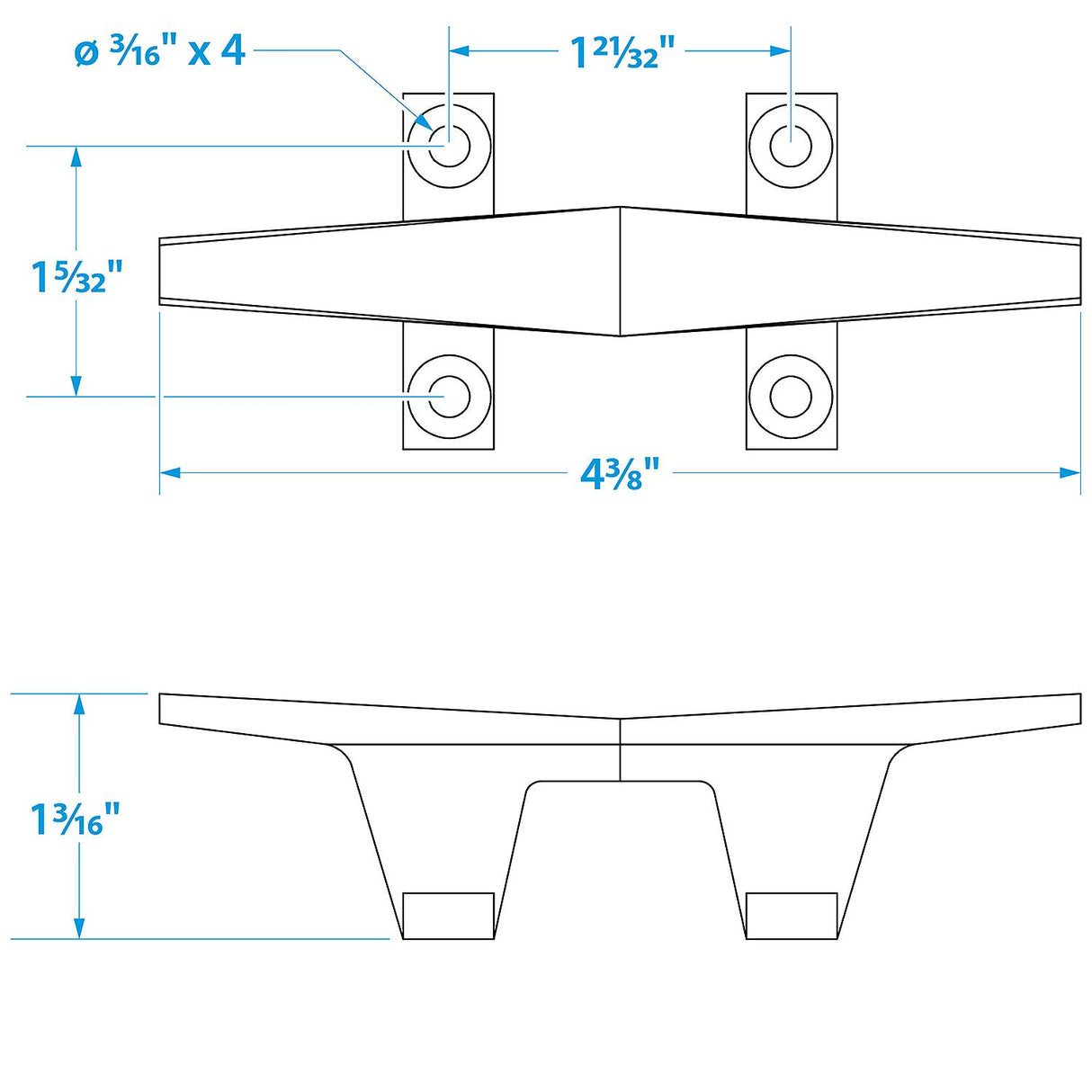 Seachoice Stainless Steel Hollow Base 4-1/2 in. Boat Dock and Anchor Line Cleat