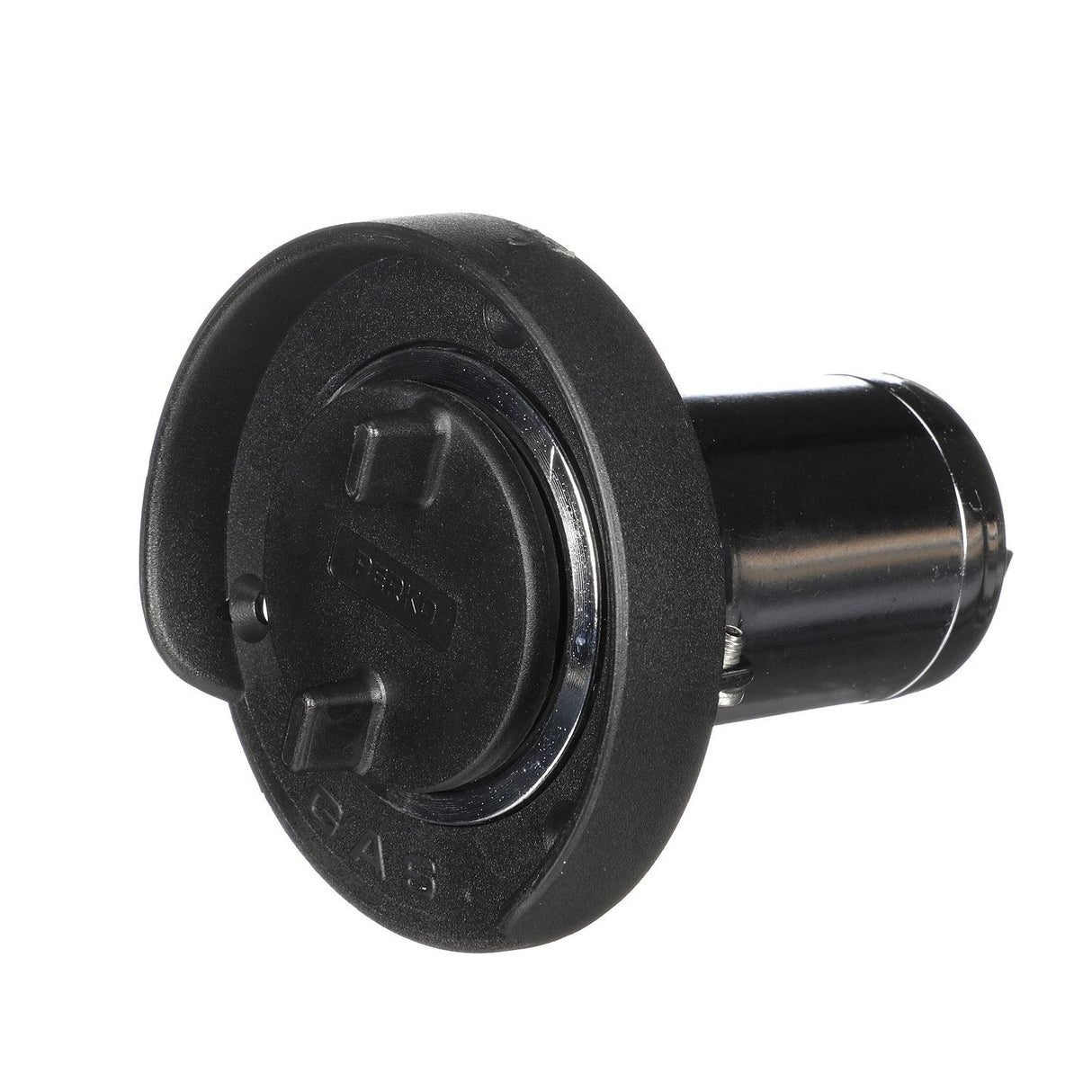 Seachoice Deck Mount Gas Fill Plate w/ Plastic Cap, Chrome-Plated Zinc, Includes Ground Screw and Cap Tether Strap