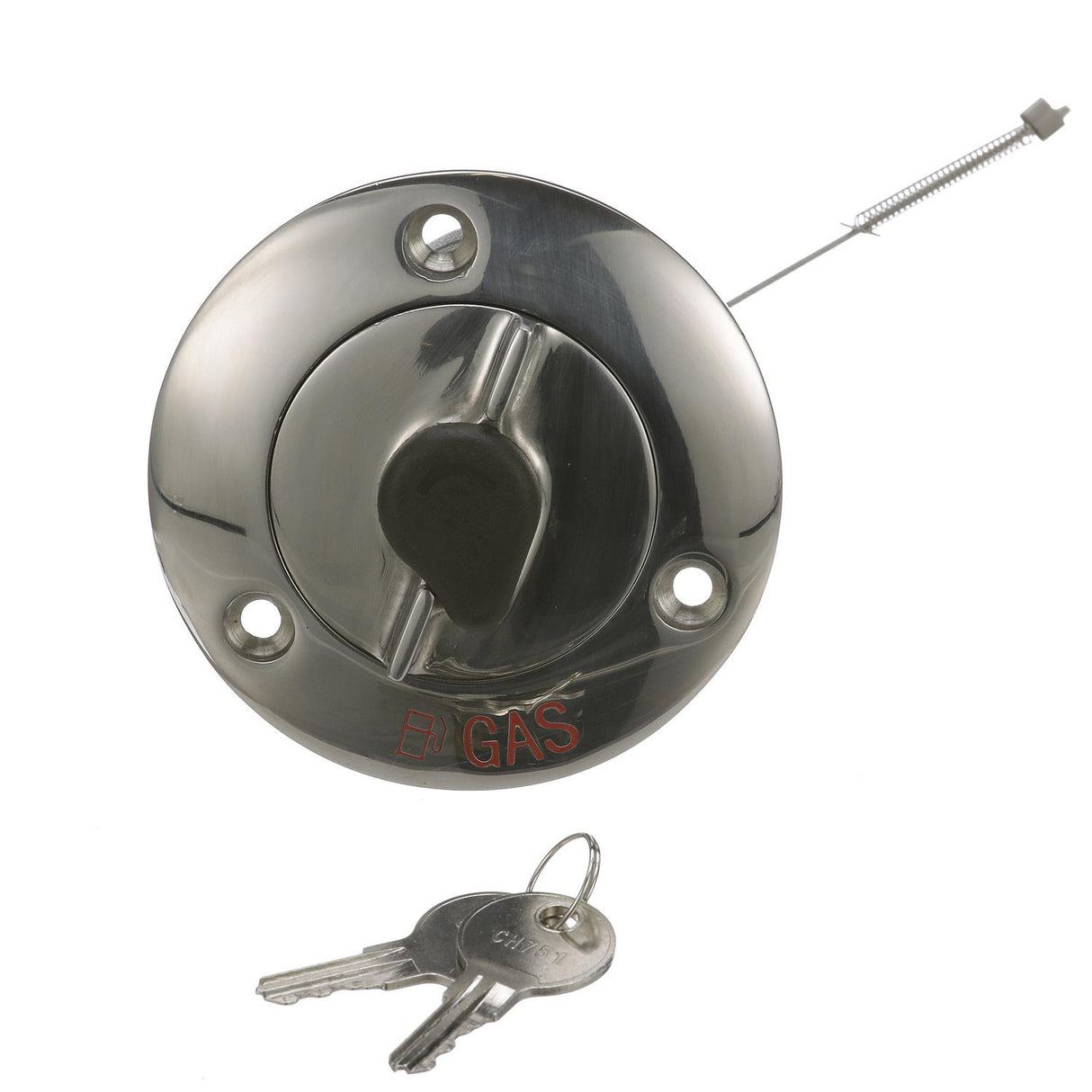 Seachoice 32051 Deck Mount Gas Fill Plate w/ Locking Cap, Cast 316 Stainless Steel, Includes 2 Keys